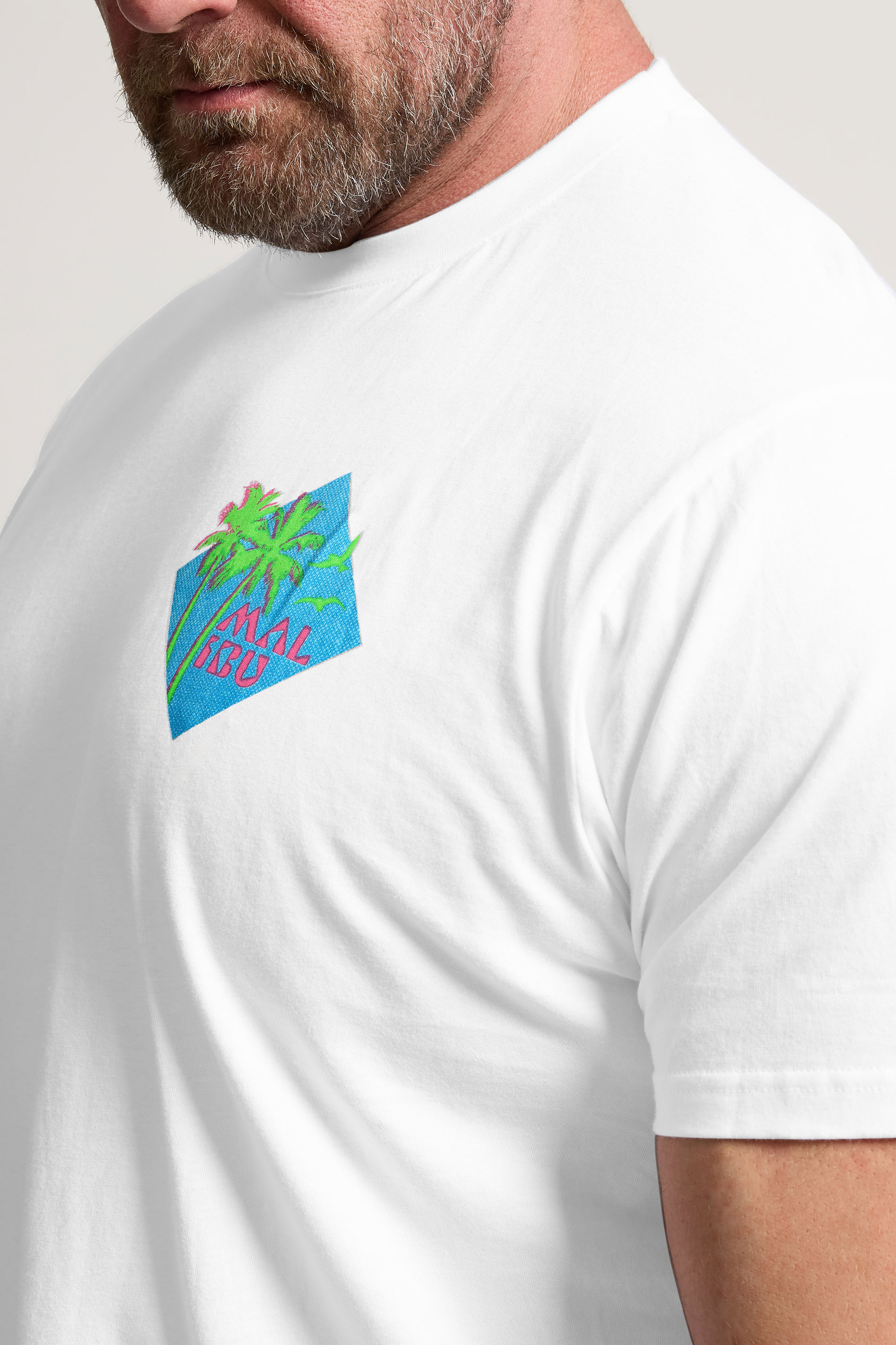 BadRhino Big & Tall White 'Malibu' Graphic T-Shirt | BadRhino 6
