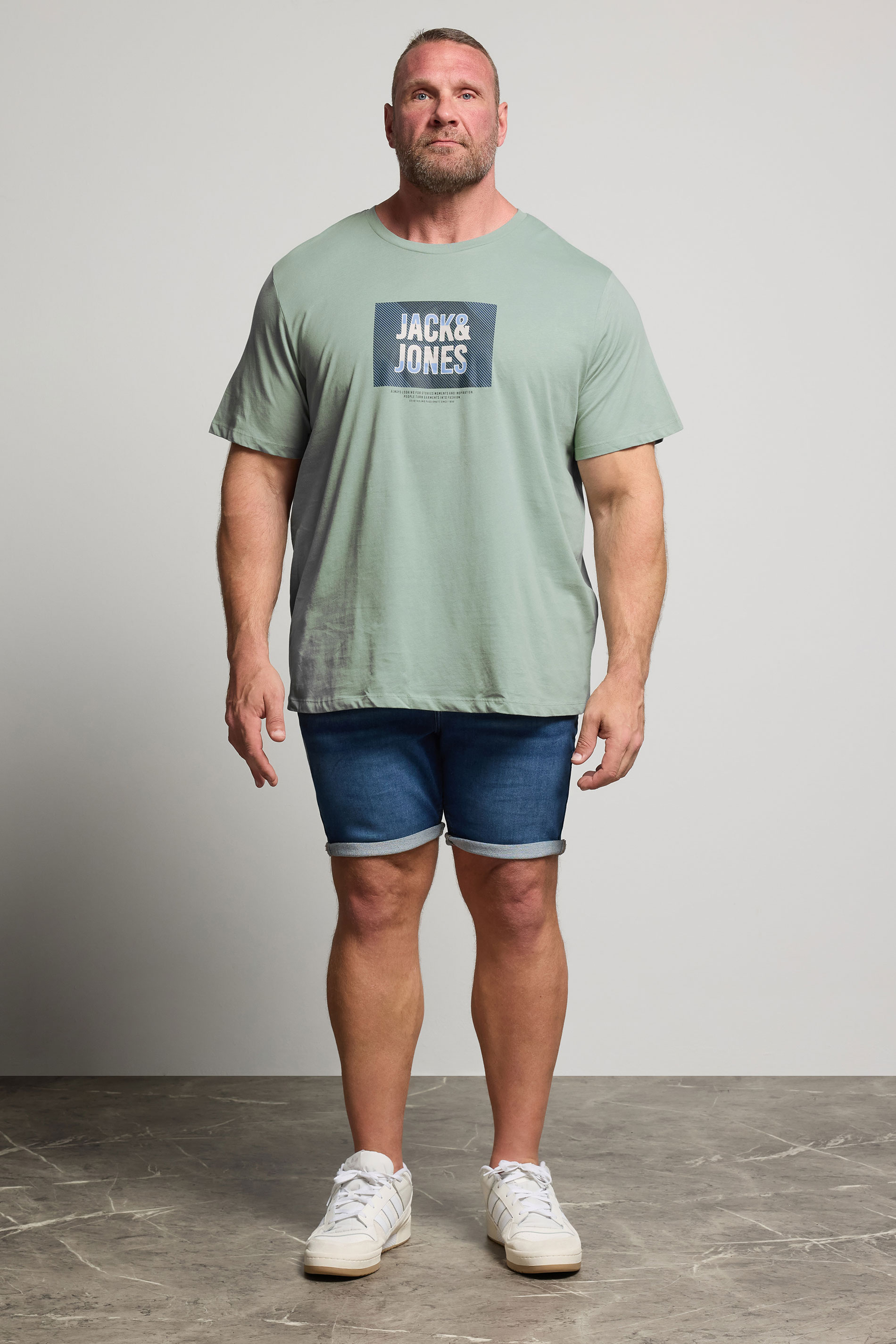 JACK & JONES Big & Tall Light Green Hudson T-Shirt | BadRhino 2