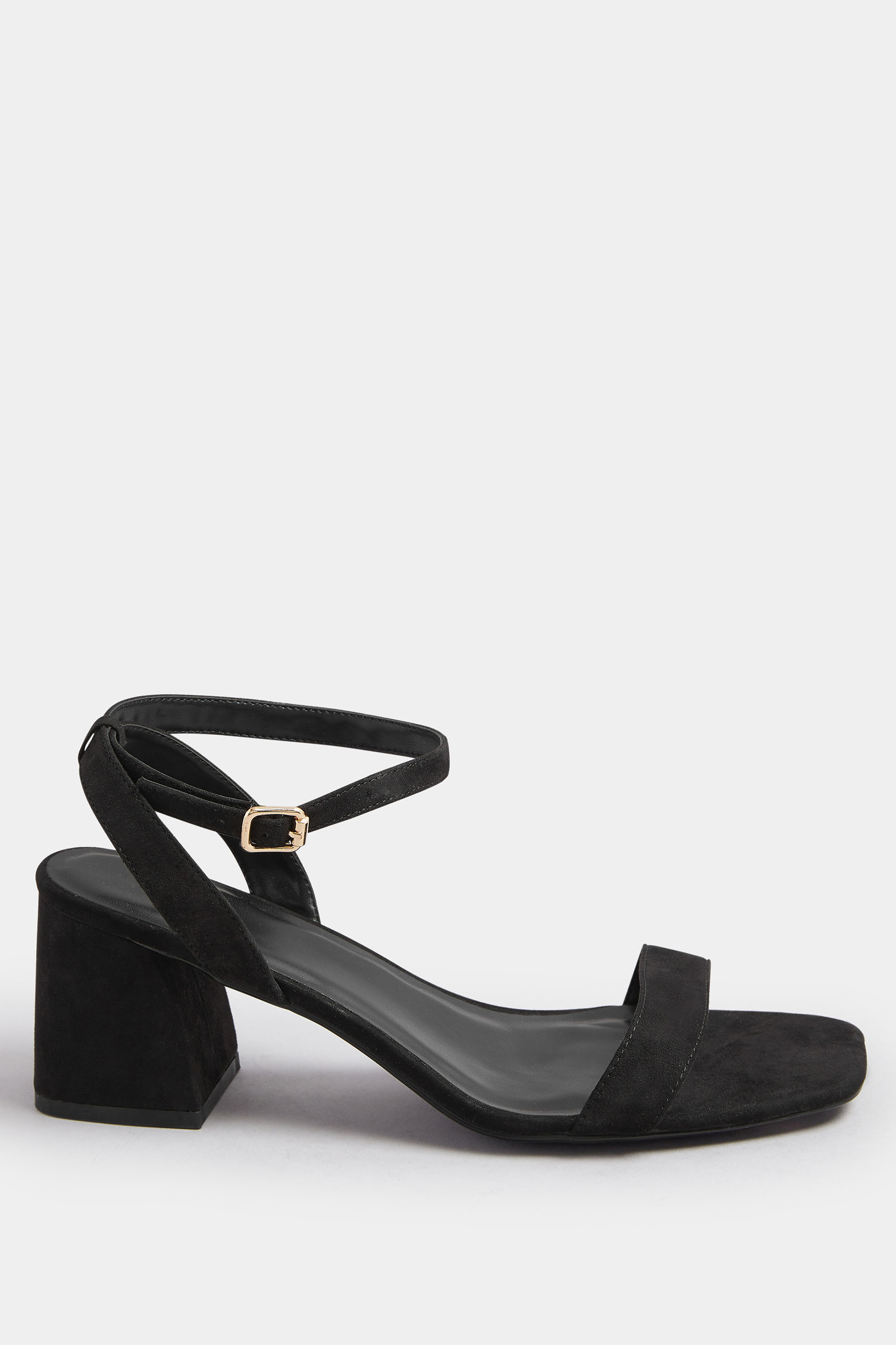Black Faux Suede Block Heel Sandals In Extra Wide EEE Fit | Yours Clothing 3