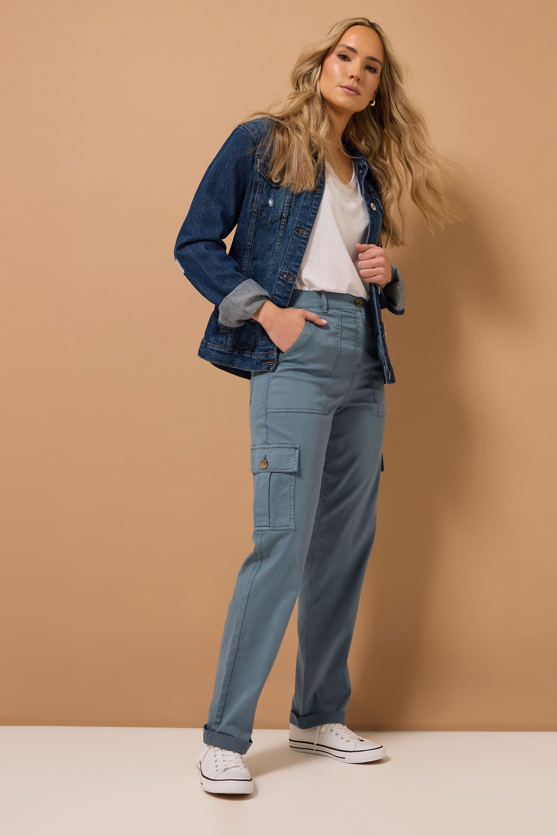 LTS MADE FOR GOOD Tall Blue Cargo Chino Jeans | Long Tall Sally 1