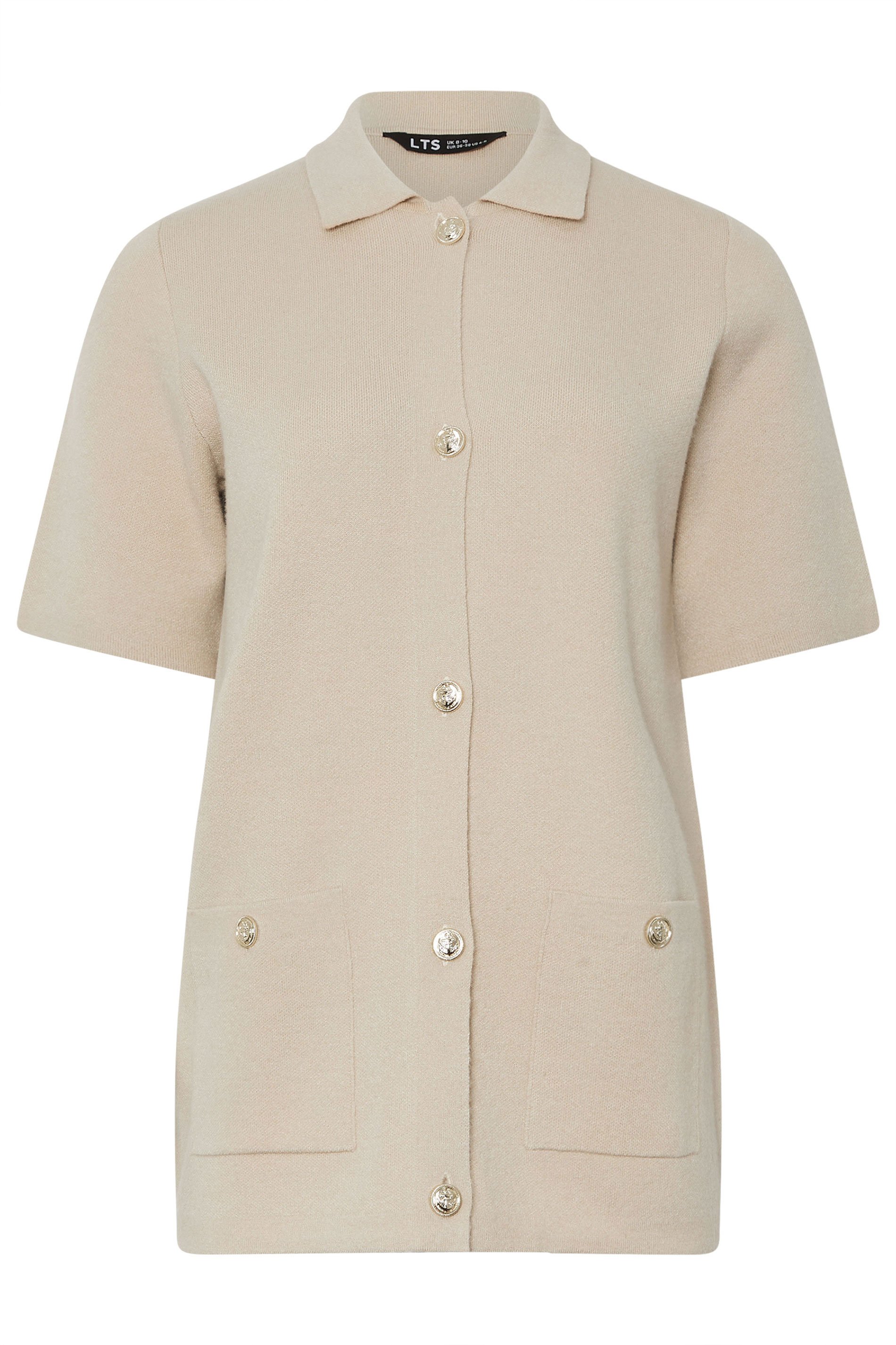 LTS Tall Stone Brown Knitted Button Cardigan | Long Tall Sally 5