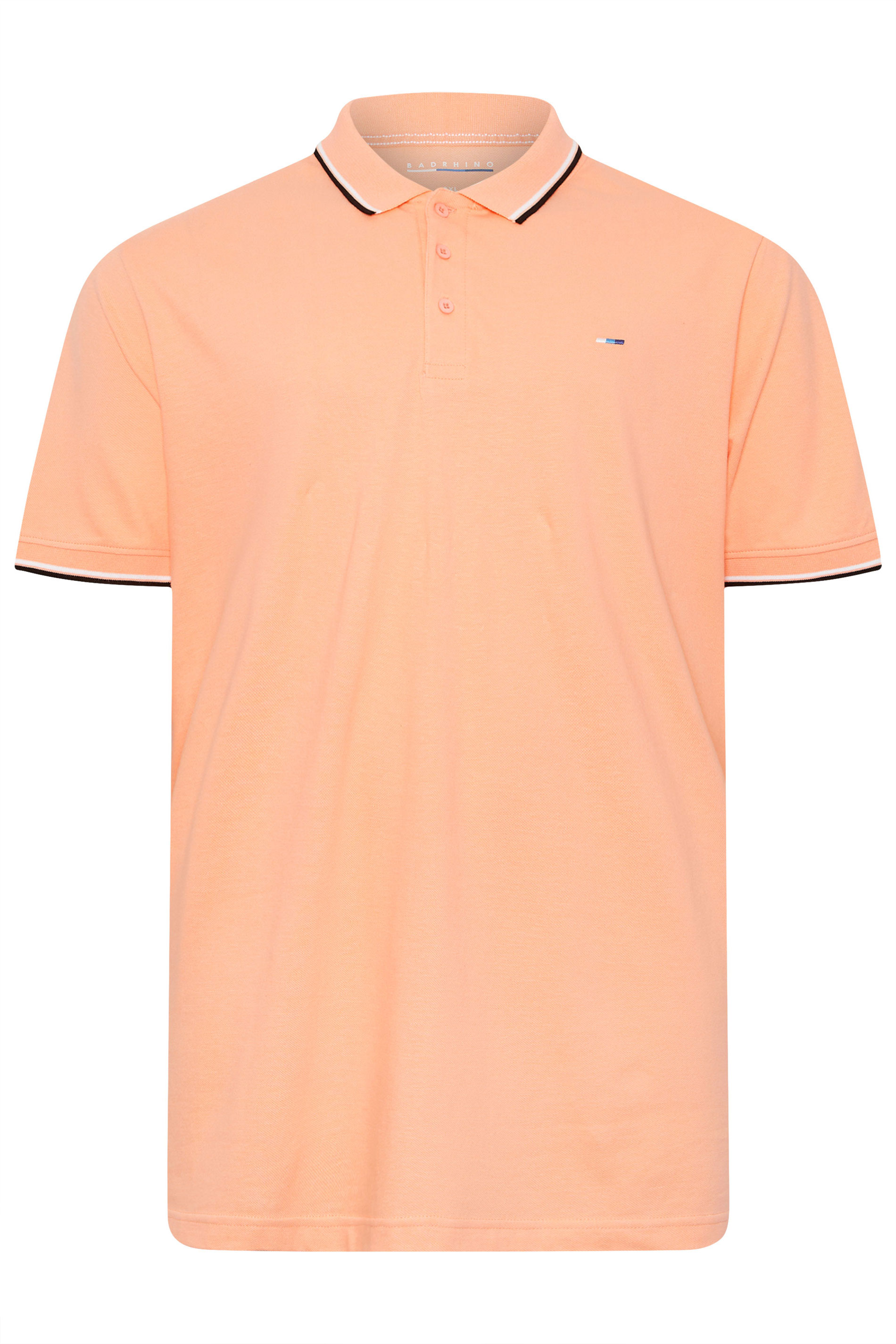 BadRhino Big & Tall 3 Pack Blue & Orange Tipped Polo Shirts | BadRhino 7