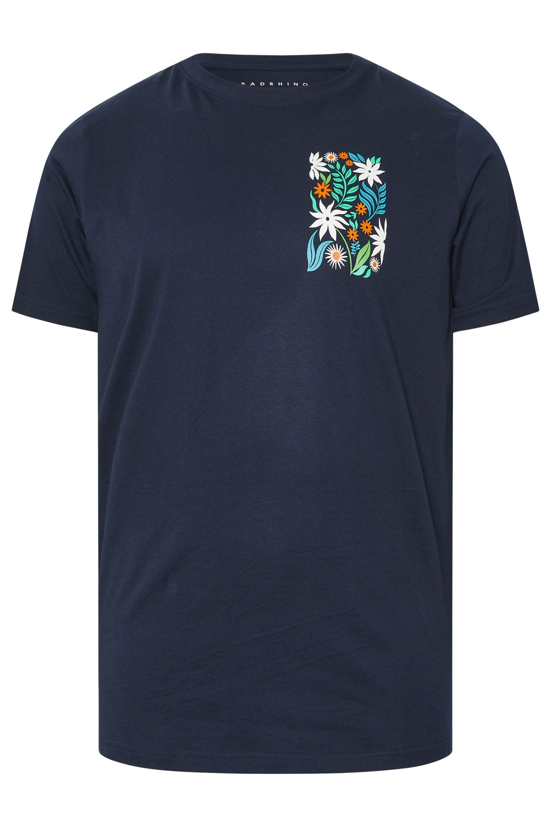 BadRhino Big &Tall Navy Blue Floral Print Graphic T-Shirt | BadRhino 9