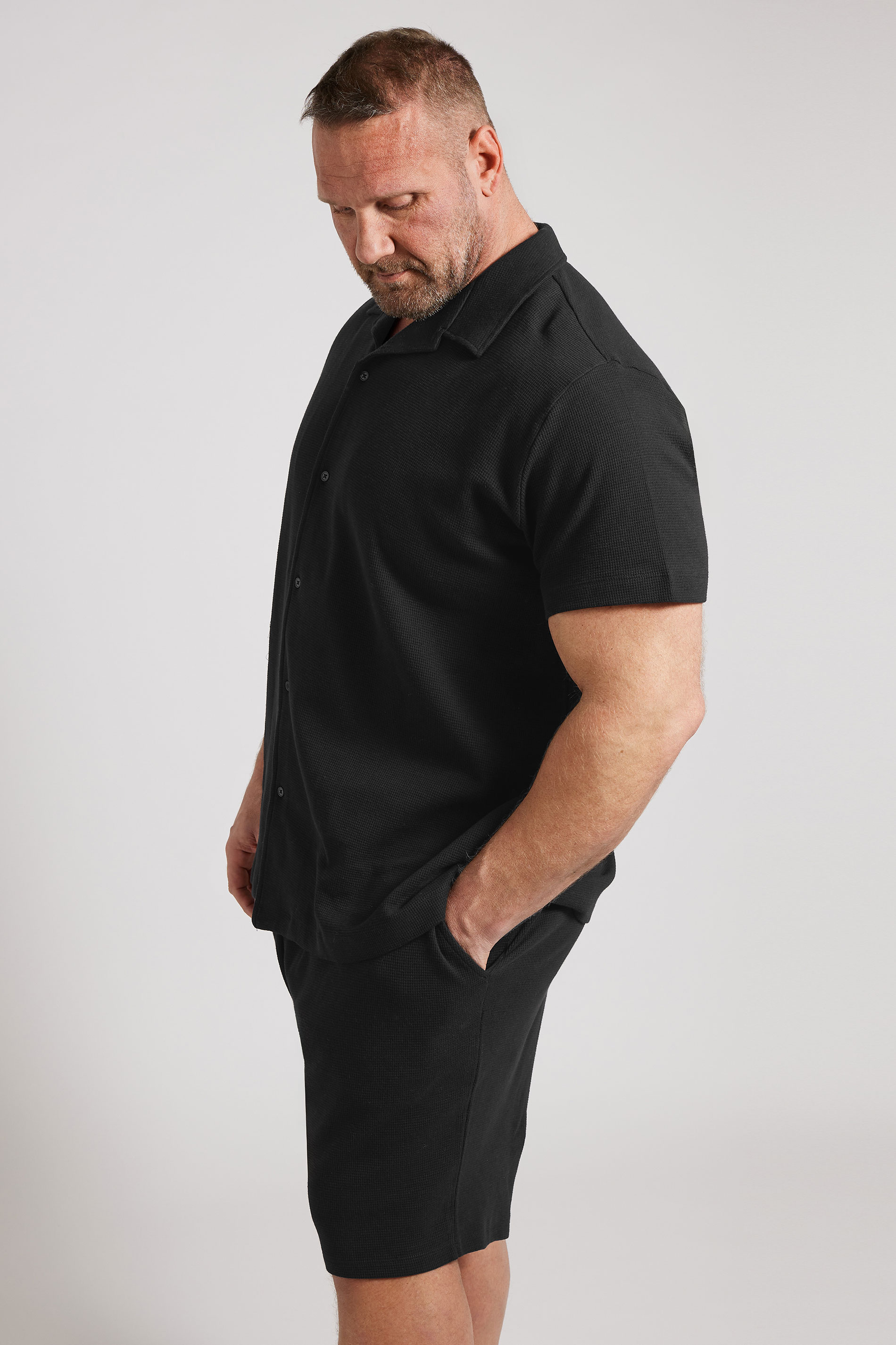 BadRhino Big & Tall Black Short Sleeve Textured Shirt | BadRhino 6