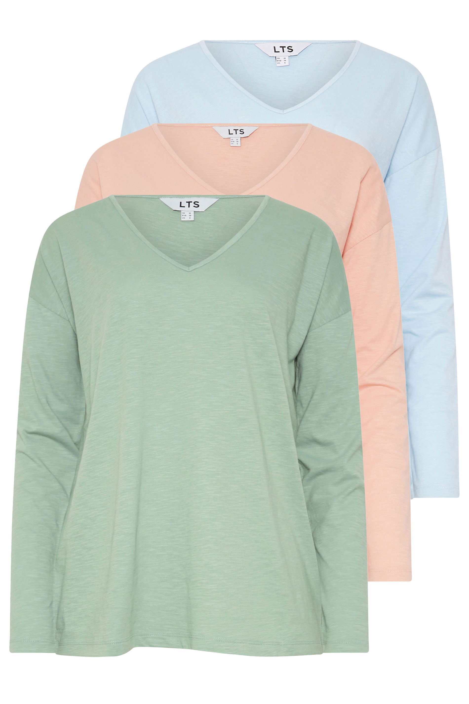 LTS Tall 3 PACK Sage Green, Blue & Pink V-Neck T-Shirts | Long Tall Sally 8