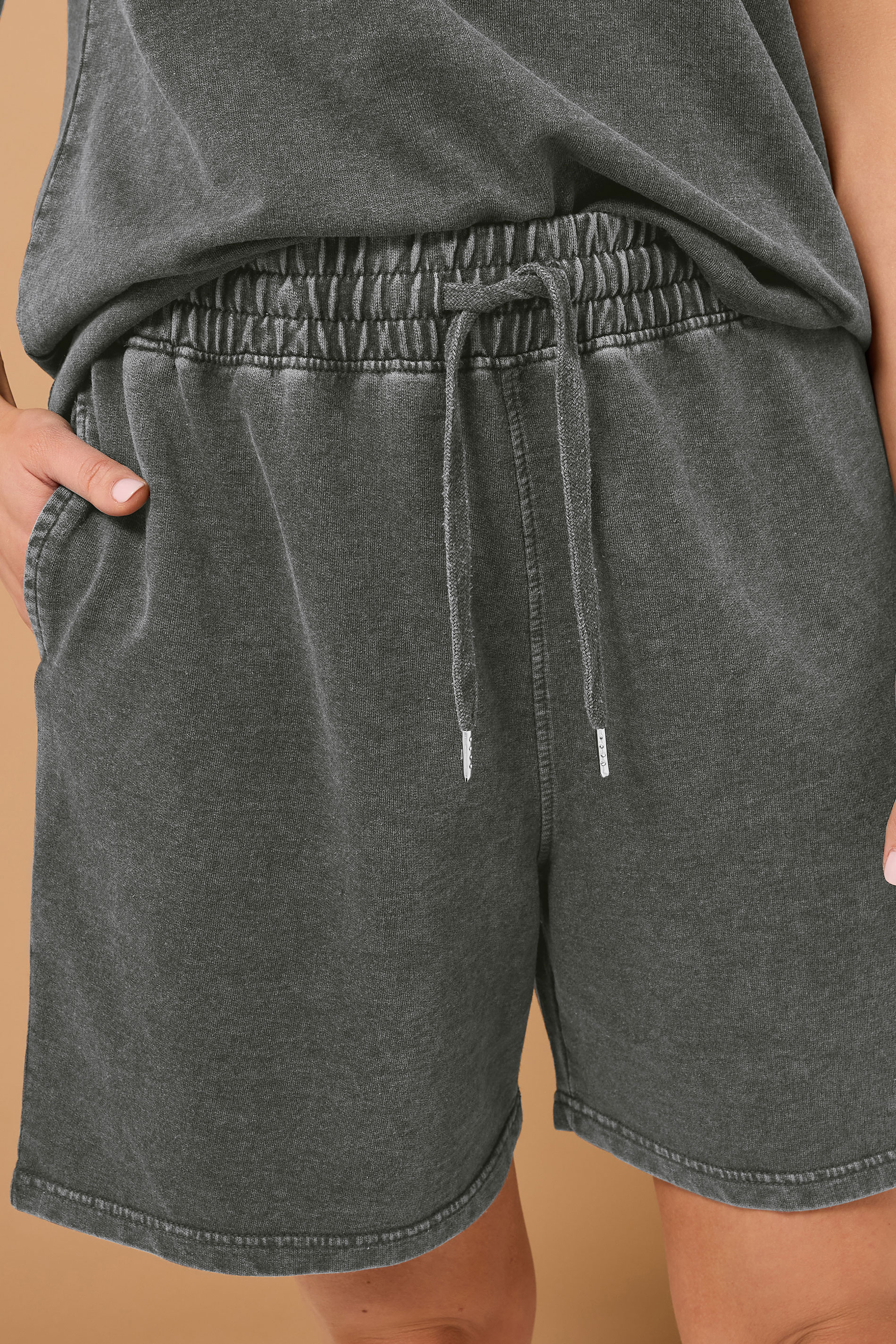 LTS Tall Grey Acid Wash Sweat Shorts | Long Tall Sally 5