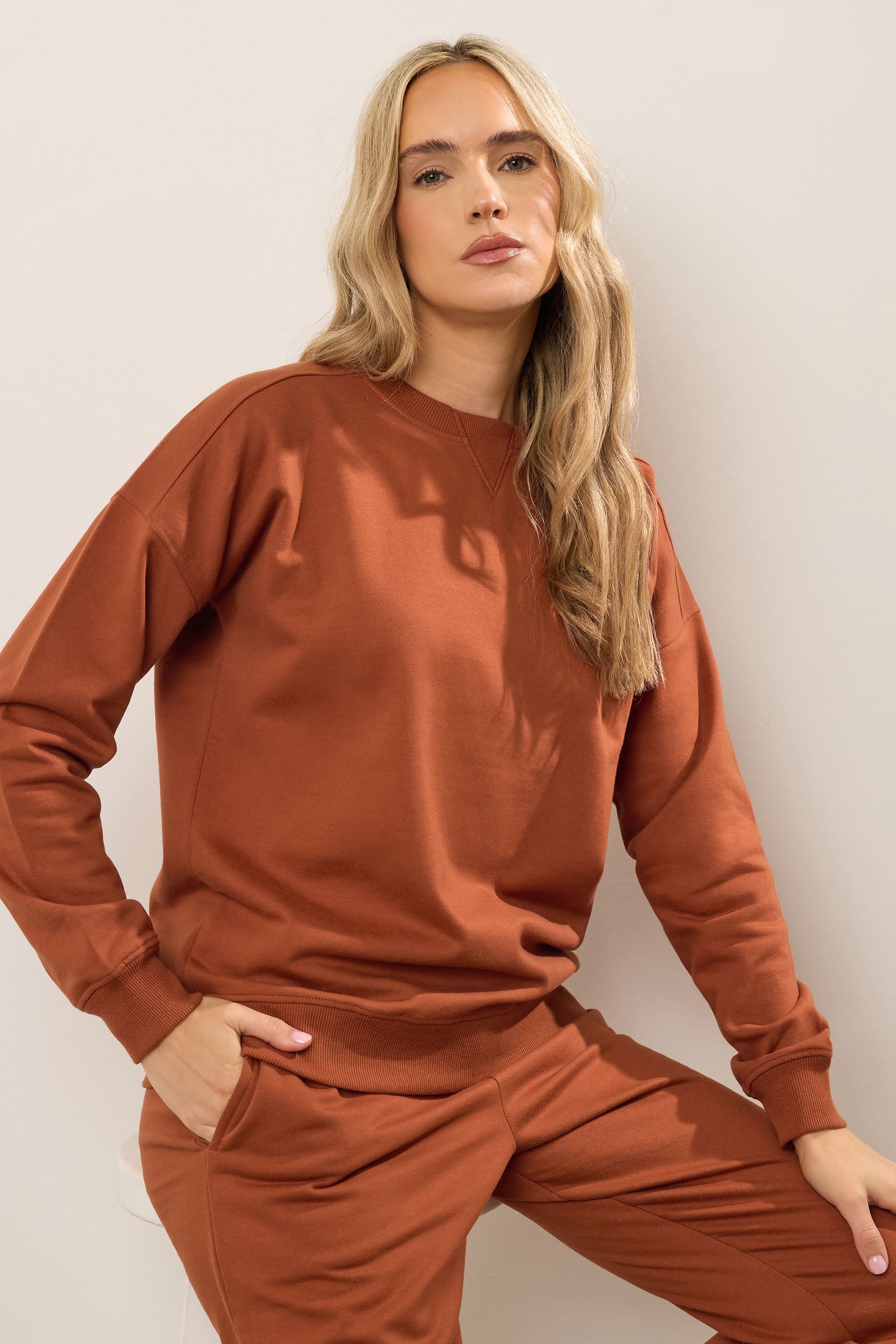 LTS Tall Rust Orange Crew Neck Sweatshirt | Long Tall Sally 1