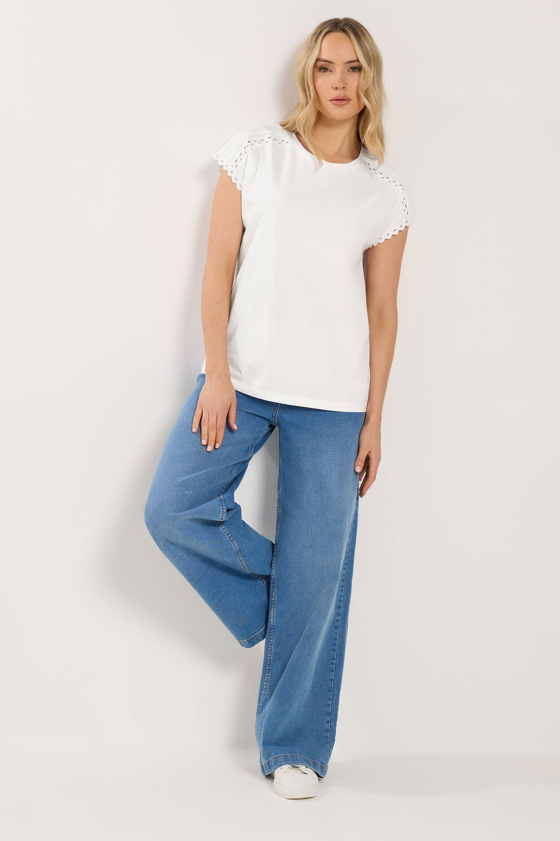 LTS Tall Women's White Swirl Hem Cotton T-Shirt | Long Tall Sally 2