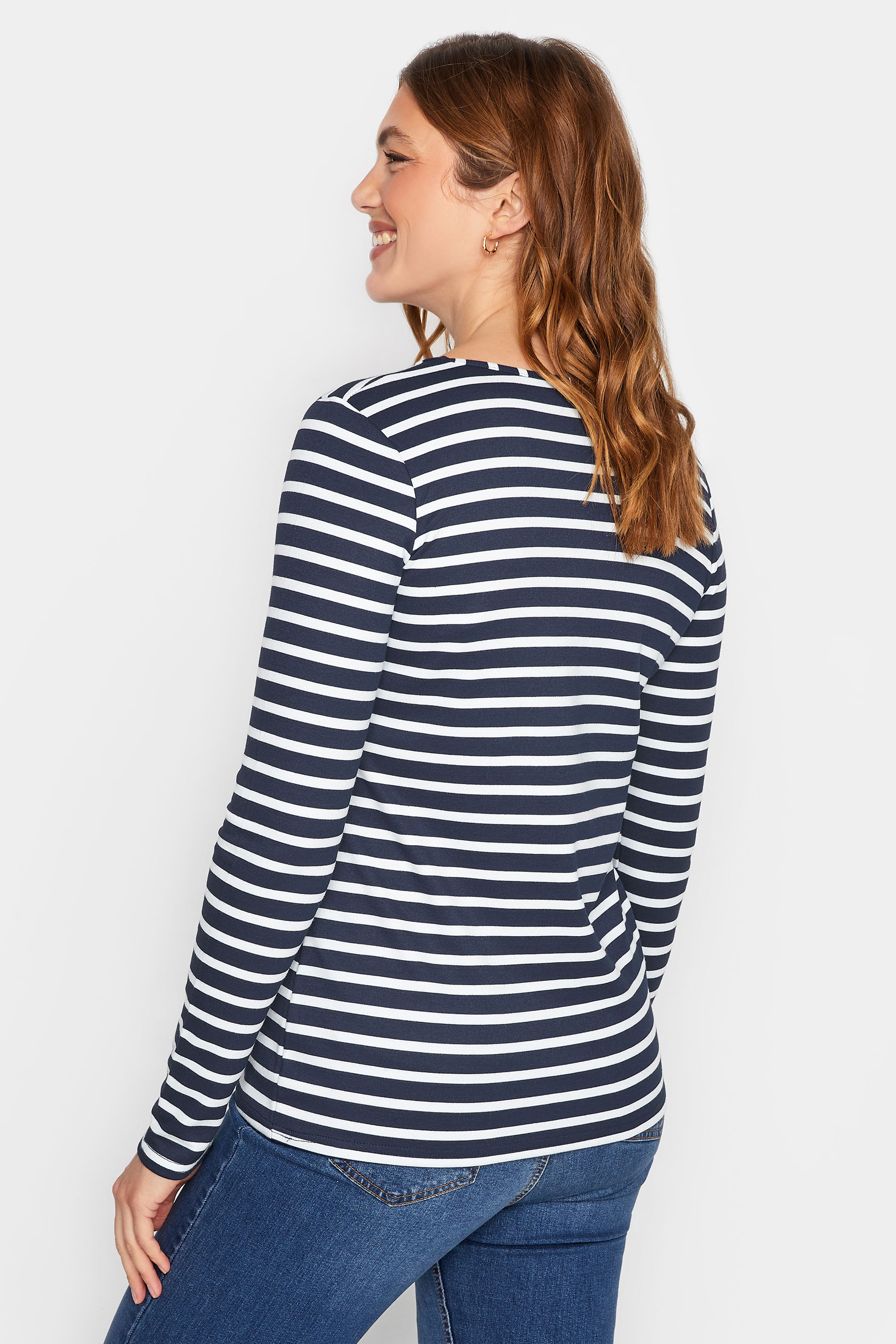 LTS Tall Navy Blue Stripe Long Sleeve Top | Long Tall Sally 3