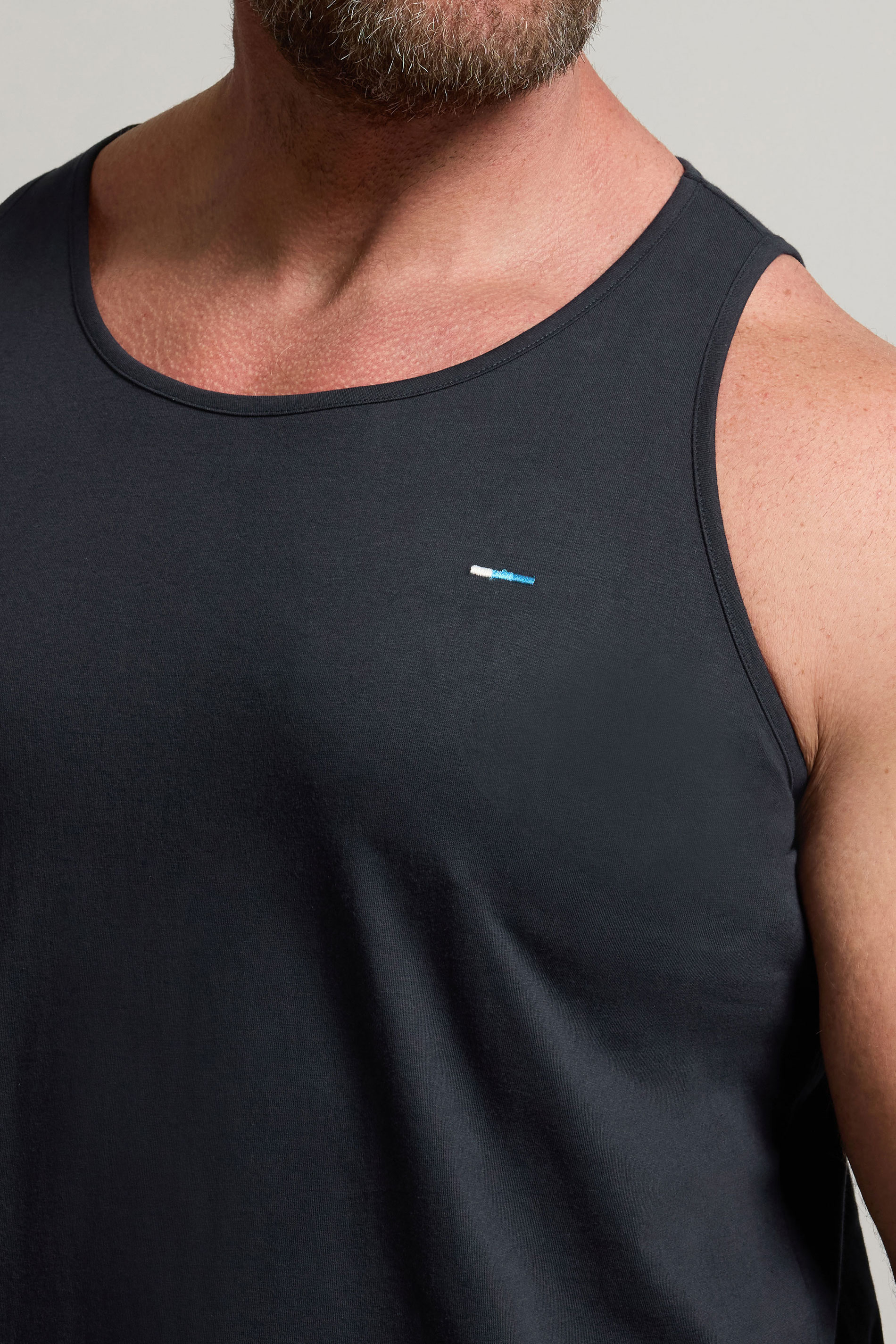 BadRhino Big & Tall Navy Blue Extra Long Plain Vest Top | BadRhino 4