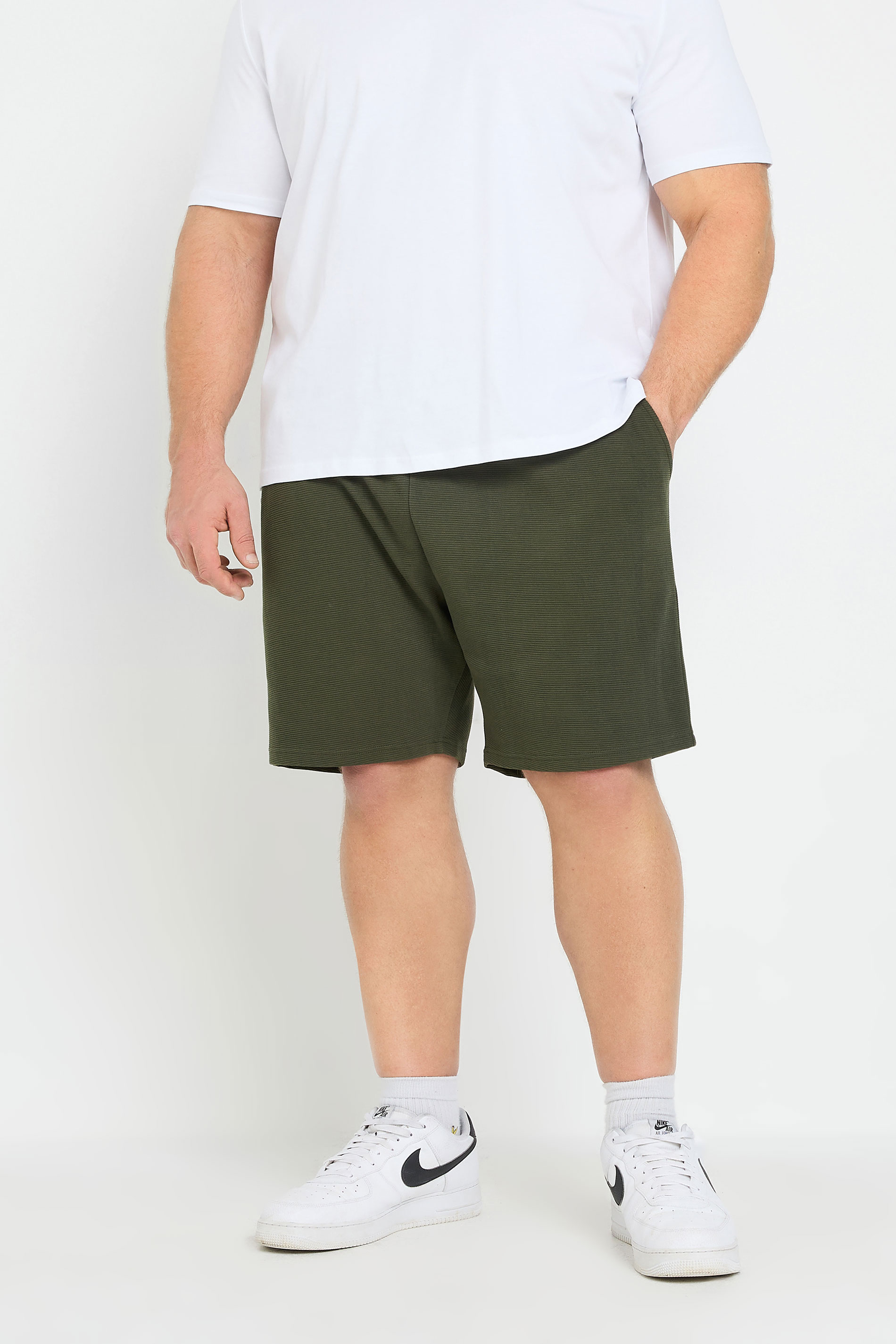 BadRhino Big & Tall Khaki Green Ribbed Shorts | BadRhino 1