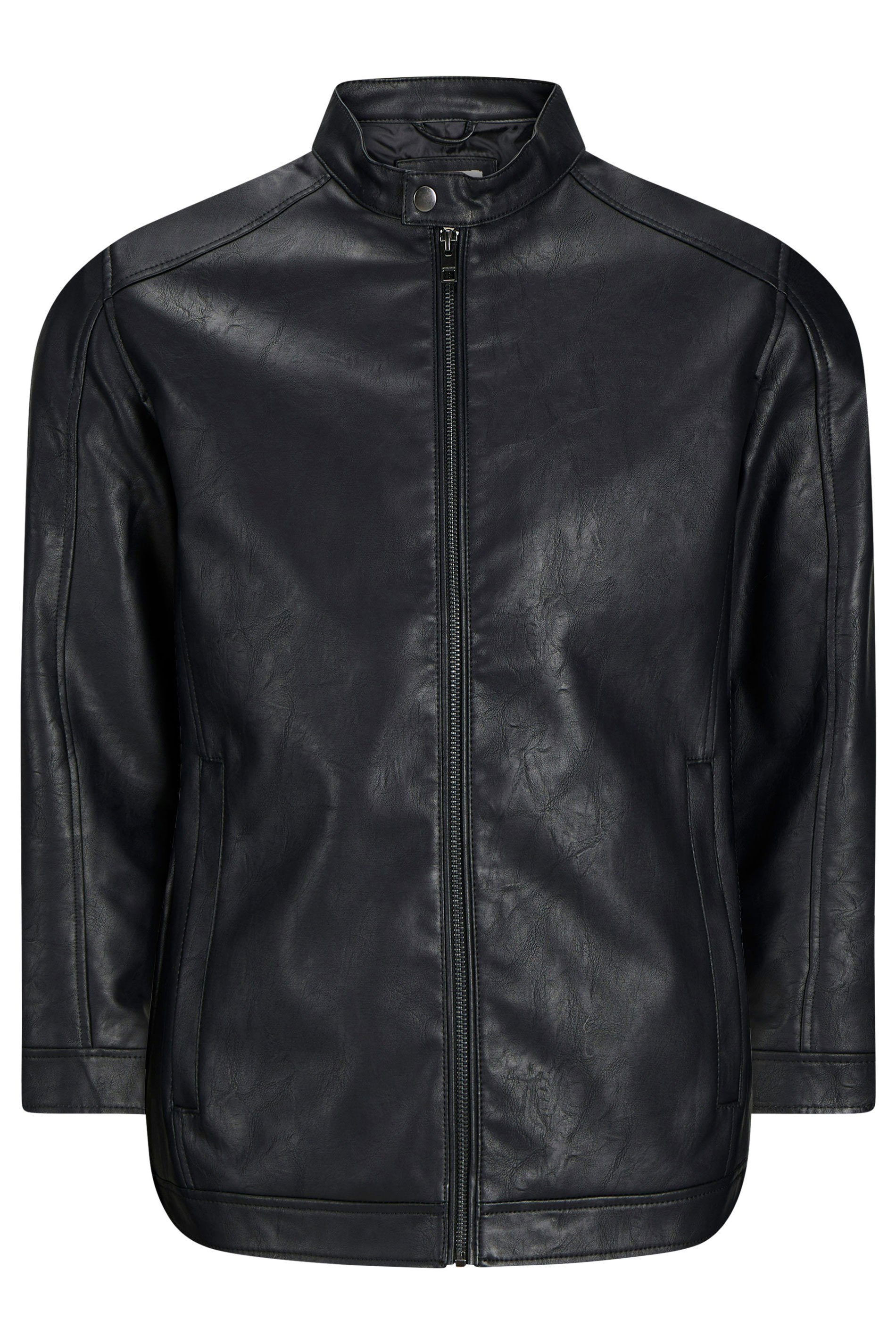 JACK & JONES Big & Tall Black Clean PU Jacket | BadRhino 3