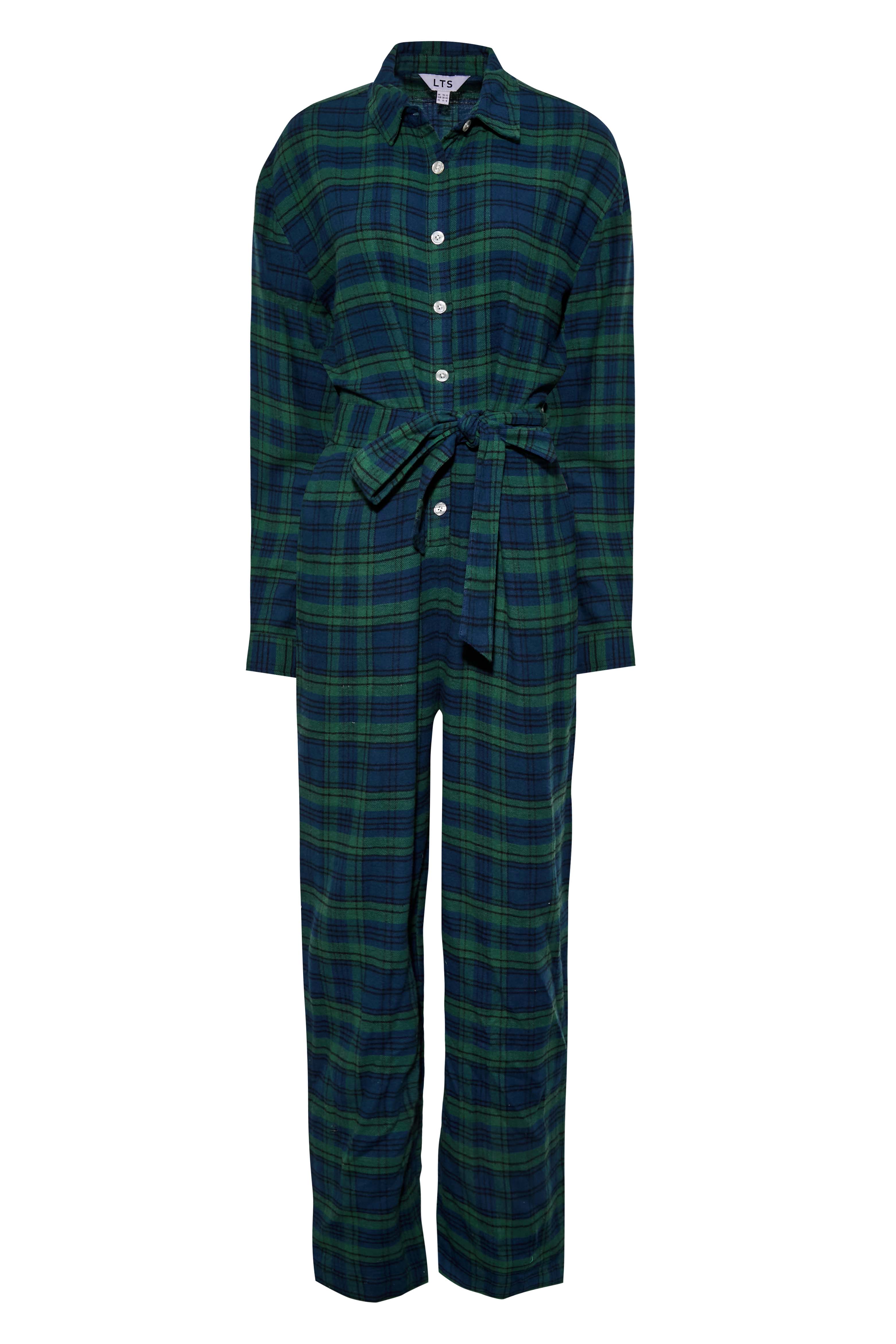 LTS Tall Women's Navy Blue & Green Woven Check Christmas Onesie | Long Tall Sally 6