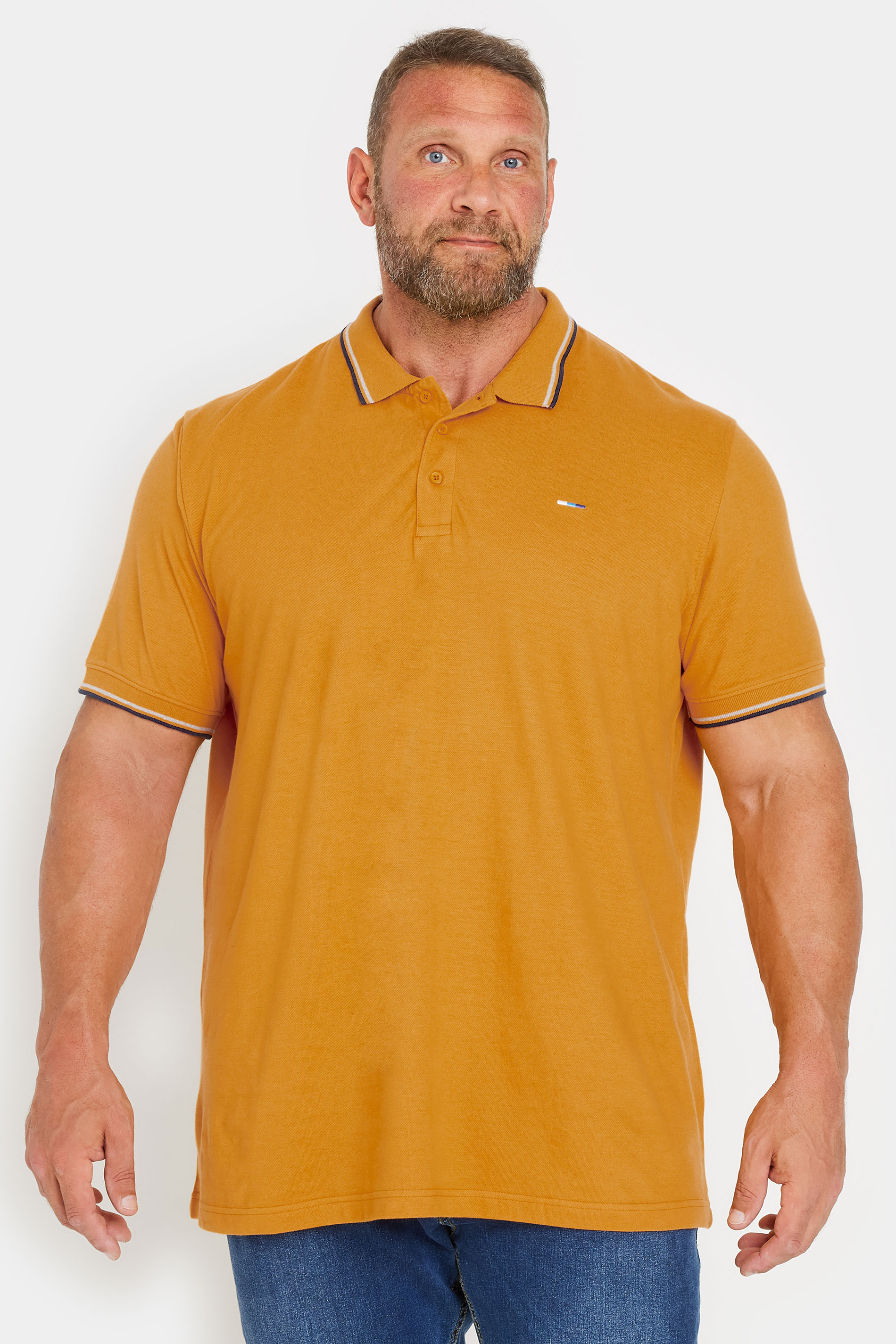 BadRhino Big & Tall Mustard Yellow Tipped Polo Shirt | BadRhino 2