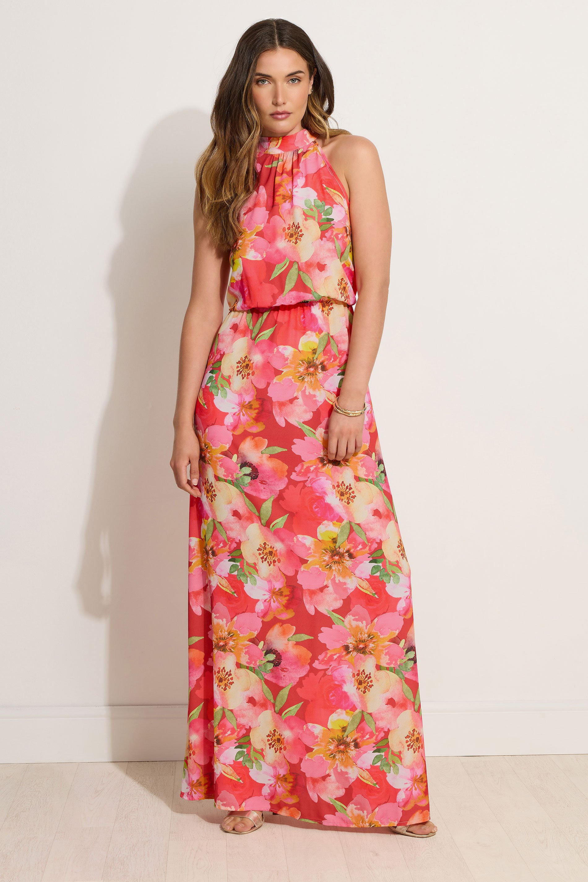 LTS Tall Orange Tropical Floral Halter Neck Maxi Dress | Long Tall Sally 2
