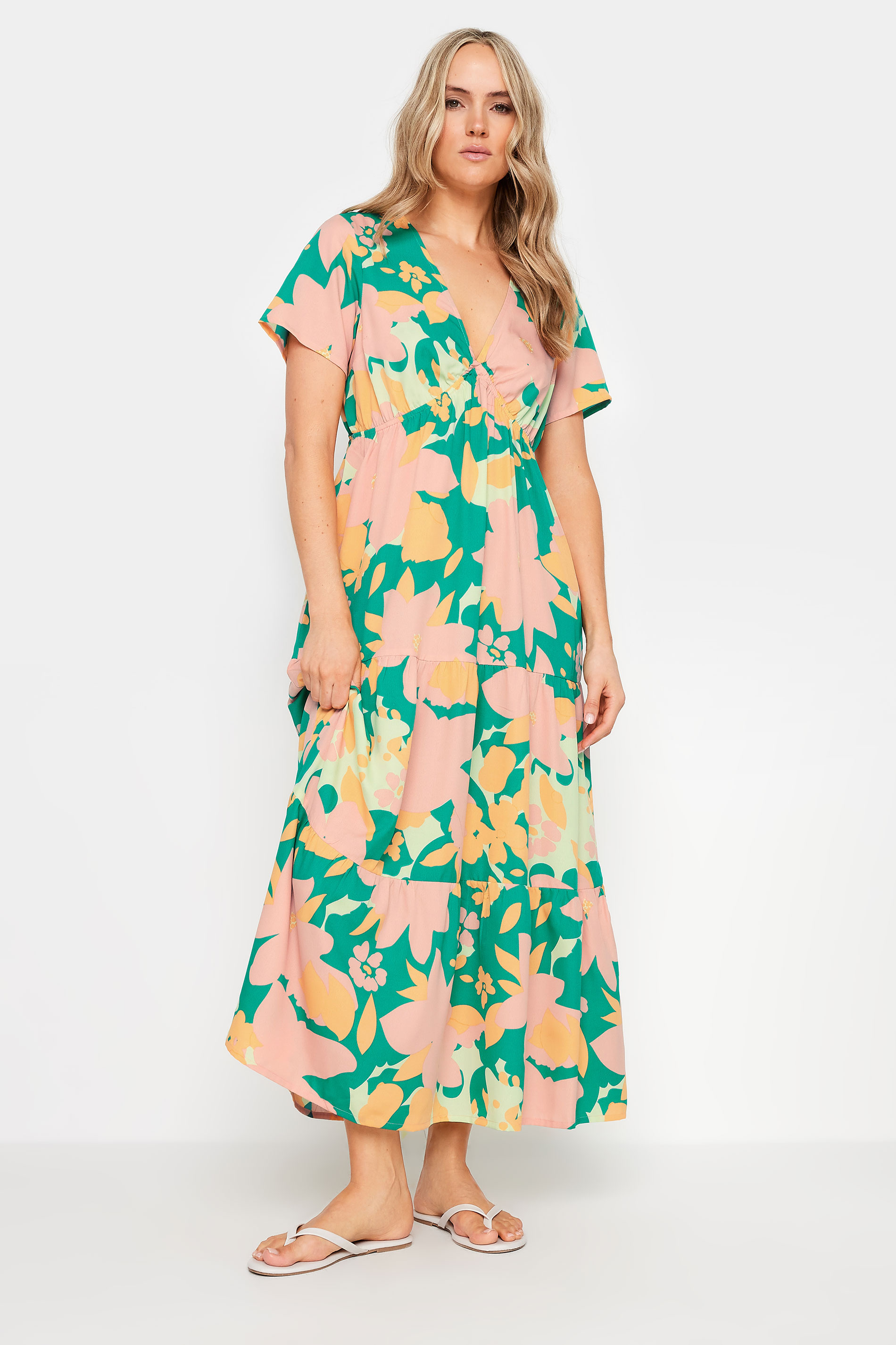 LTS Tall Women's Green Floral Tiered Midi Dress | Long Tall Sally 2