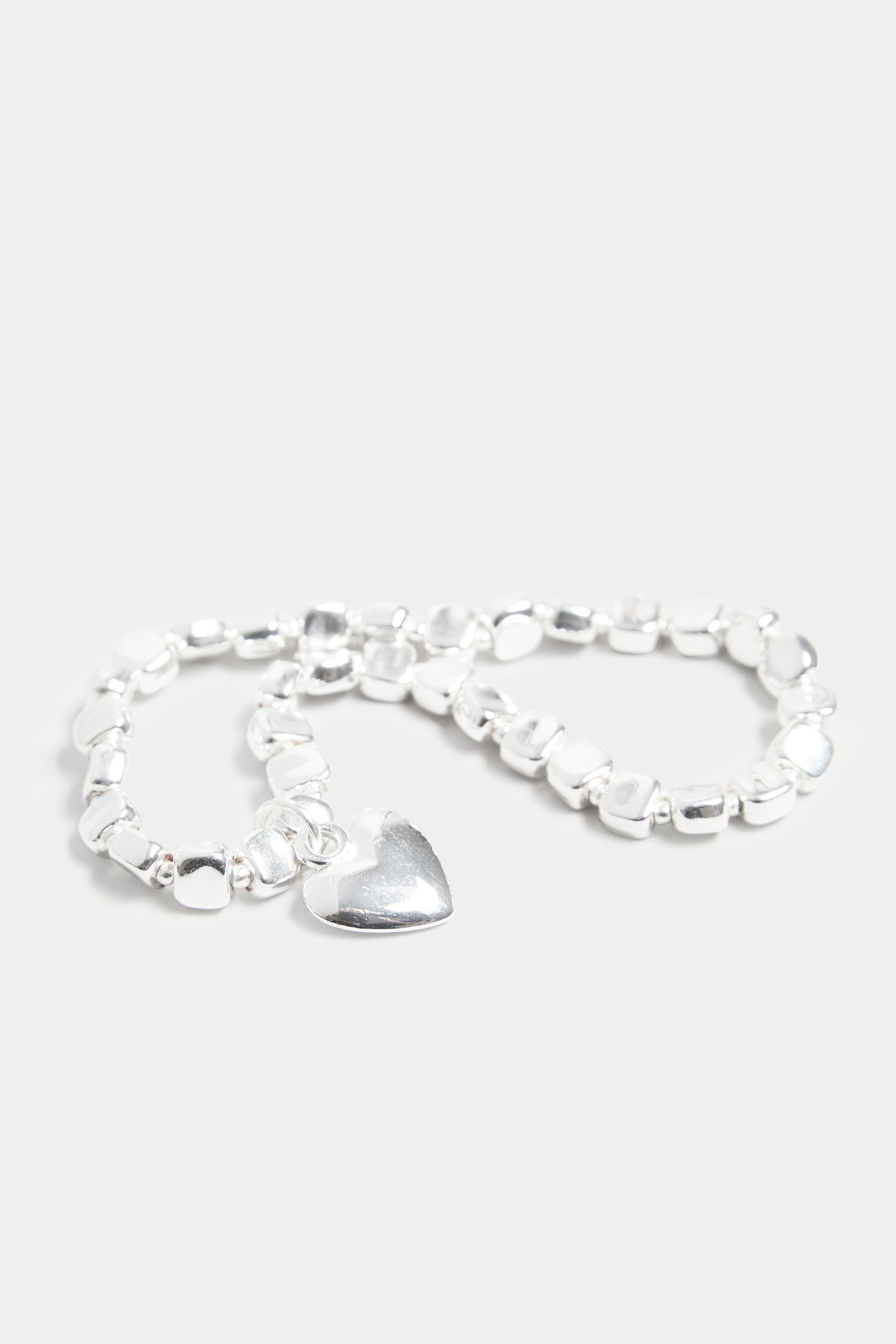 Silver Heart Charm Stretch Bracelet | Yours Clothing 3