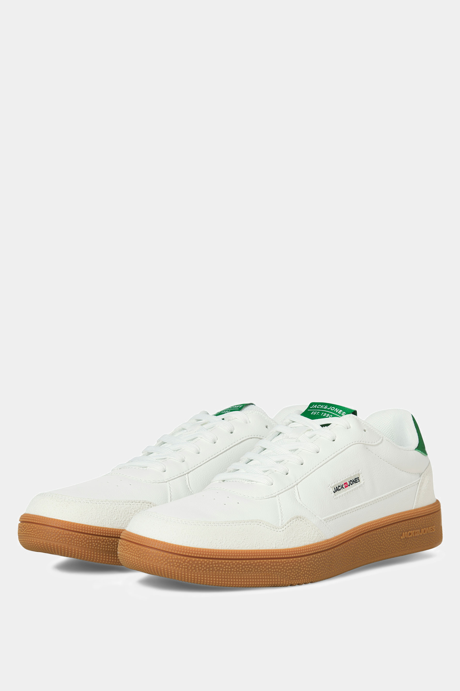 JACK & JONES White & Green Lace Up Trainers | BadRhino 2