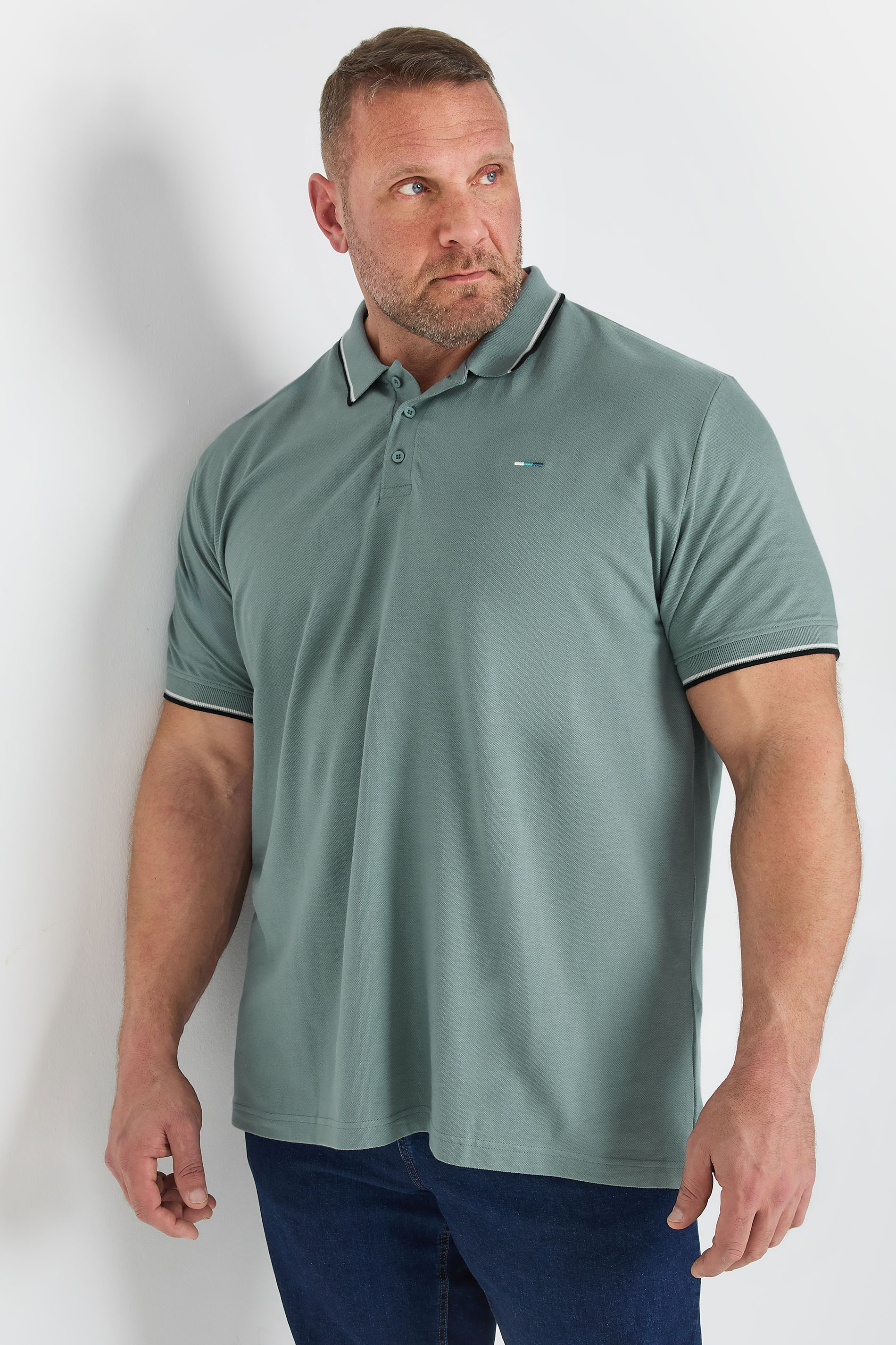 BadRhino Big & Tall Green Tipped Core Polo Shirt | BadRhino 2
