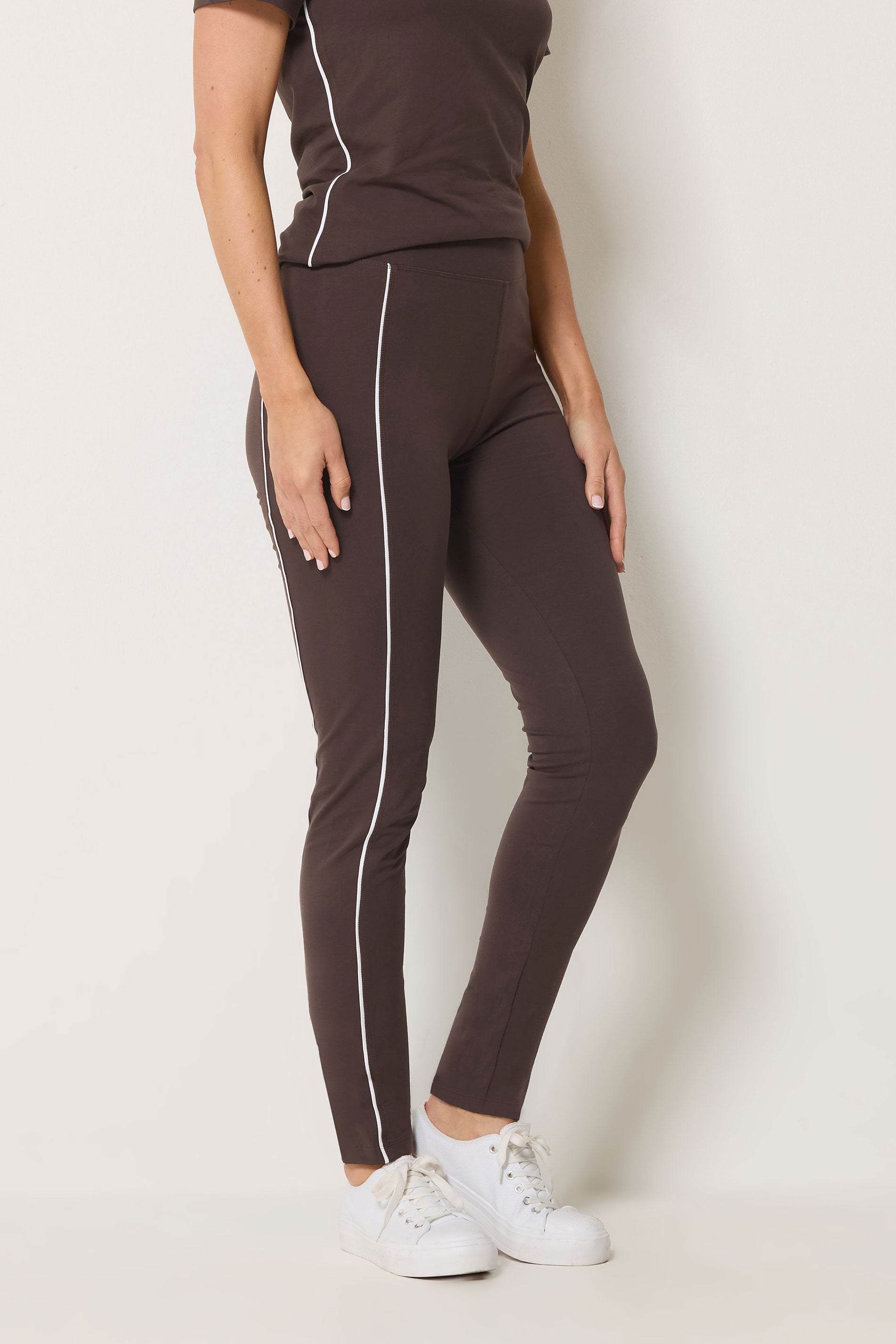 LTS Tall Women's Chocolate Brown Active Piped Leggings | Long Tall Sally 1