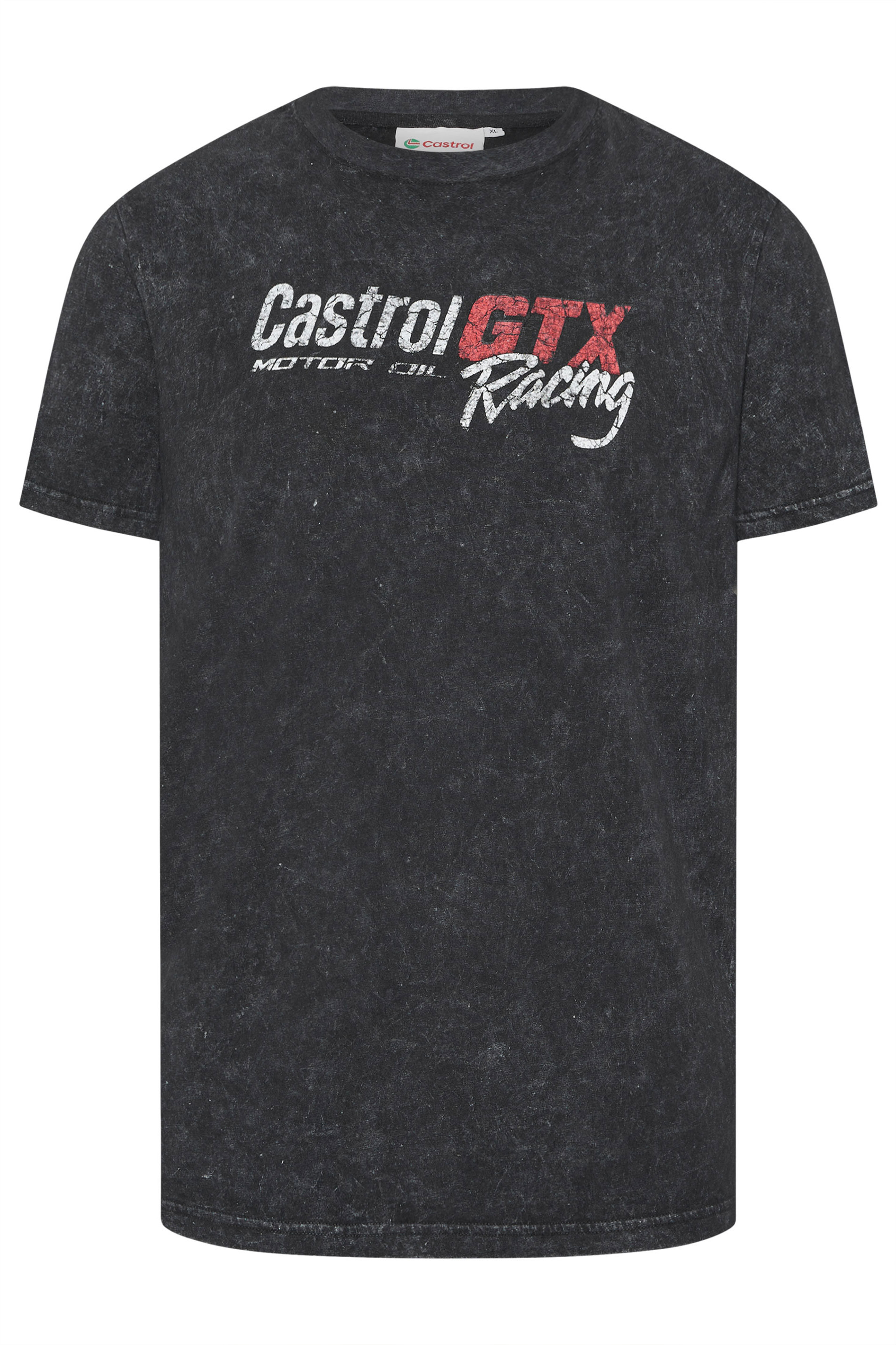 BadRhino Big & Tall Black Acid Wash 'Castrol' Graphic T-Shirt | BadRhino 1