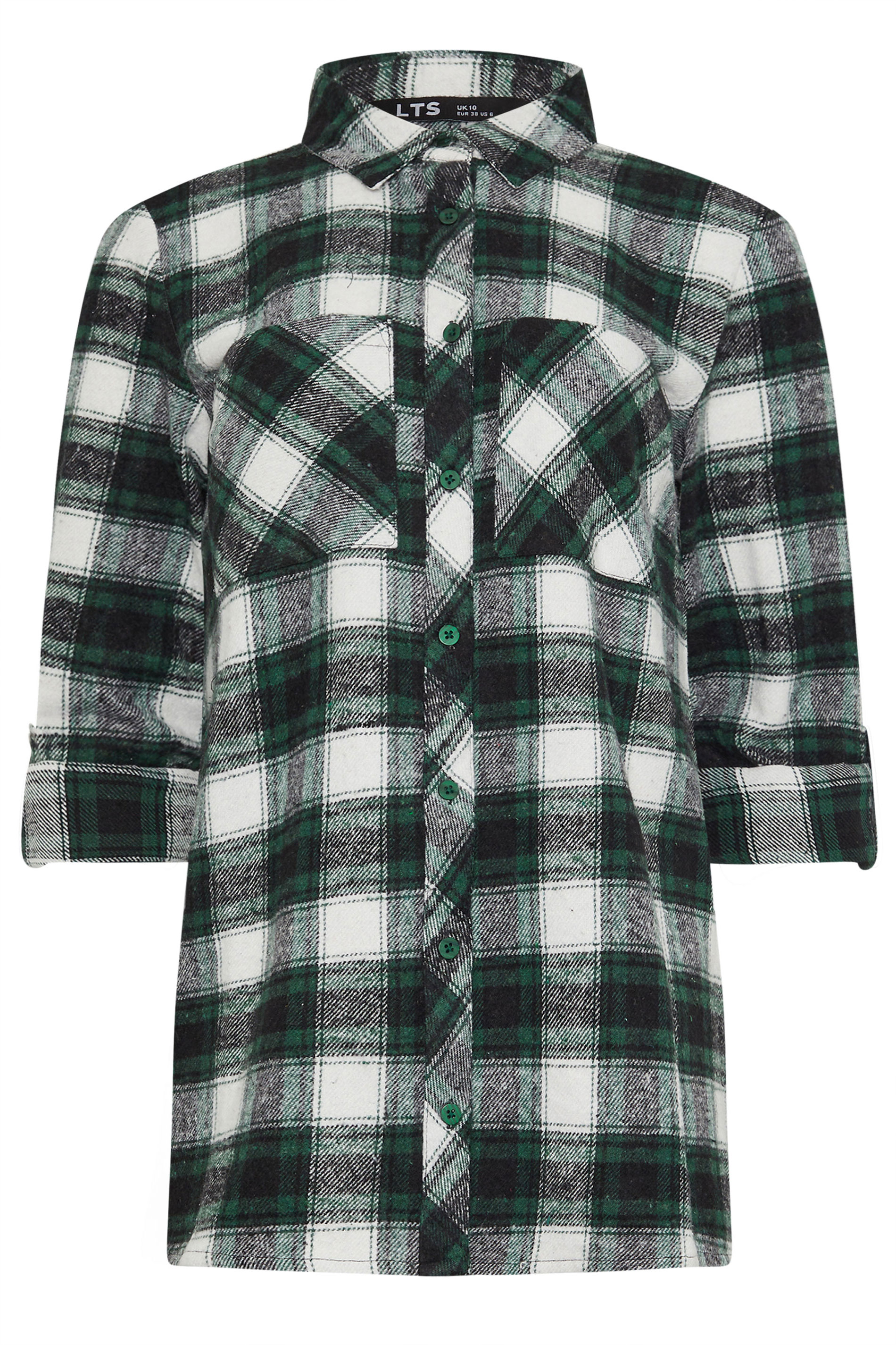 LTS Tall Green Check Rolled Sleeve Shirt | Long Tall Sally 5