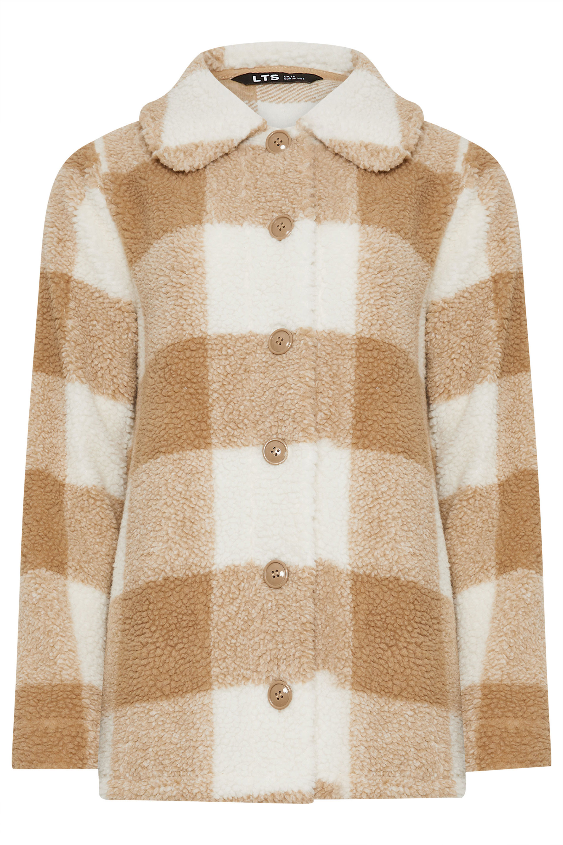 LTS Tall Natural Brown Check Fleece Jacket | Long Tall Sally 7