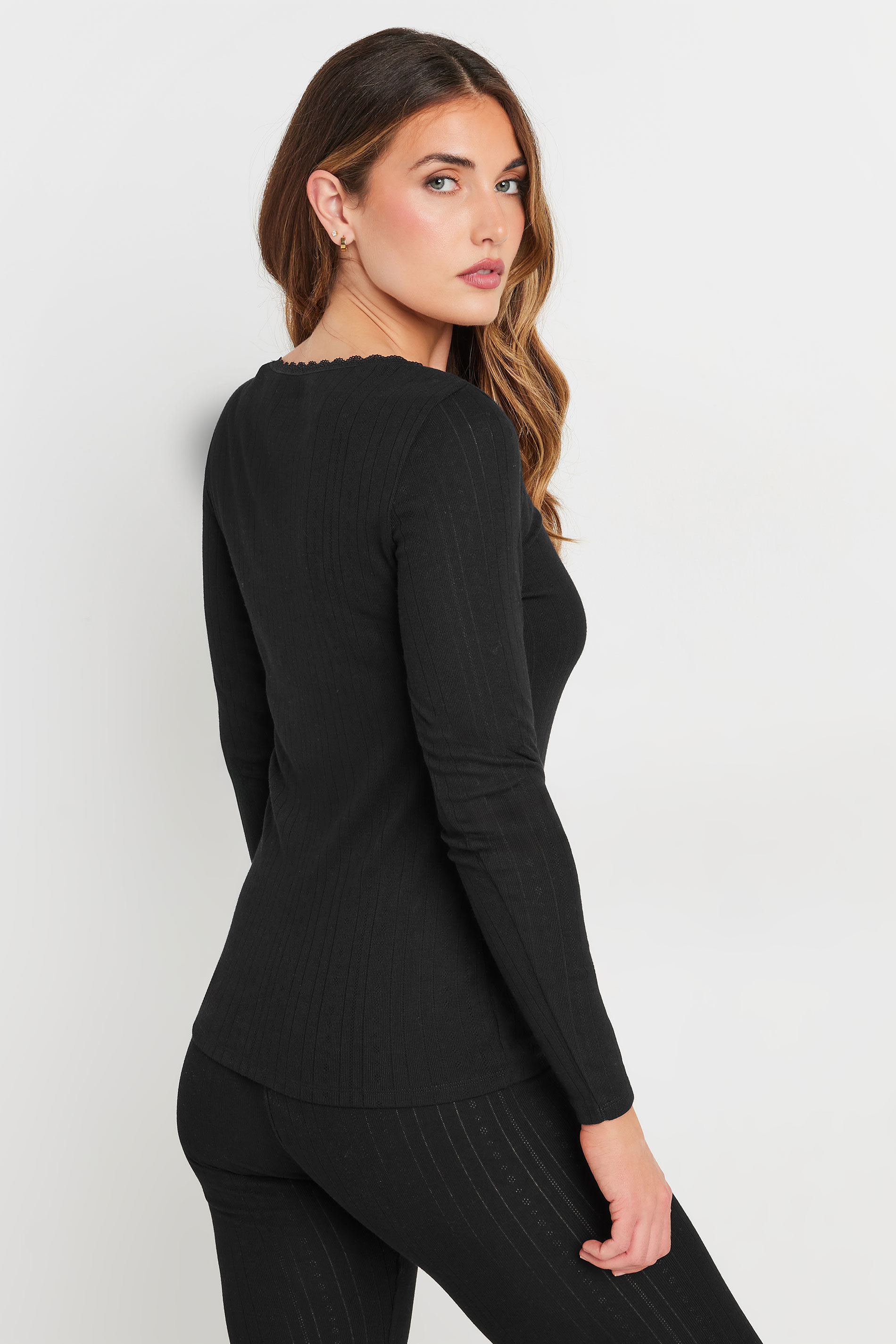 LTS Tall Women's Black Thermal Long Sleeve Top | Long Tall Sally 3