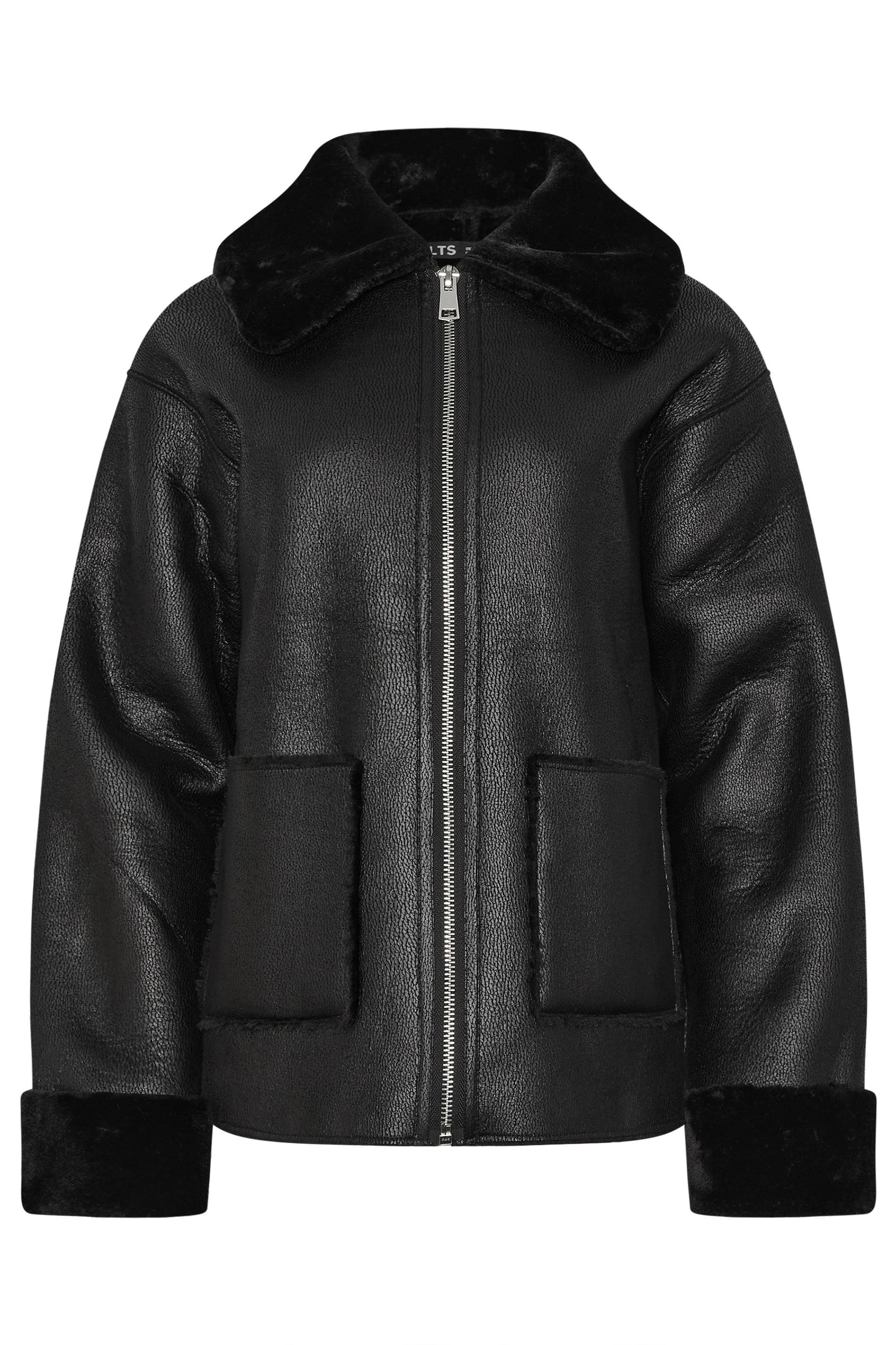 LTS Tall Black Faux Fur Trim Jacket | Long Tall Sally 6