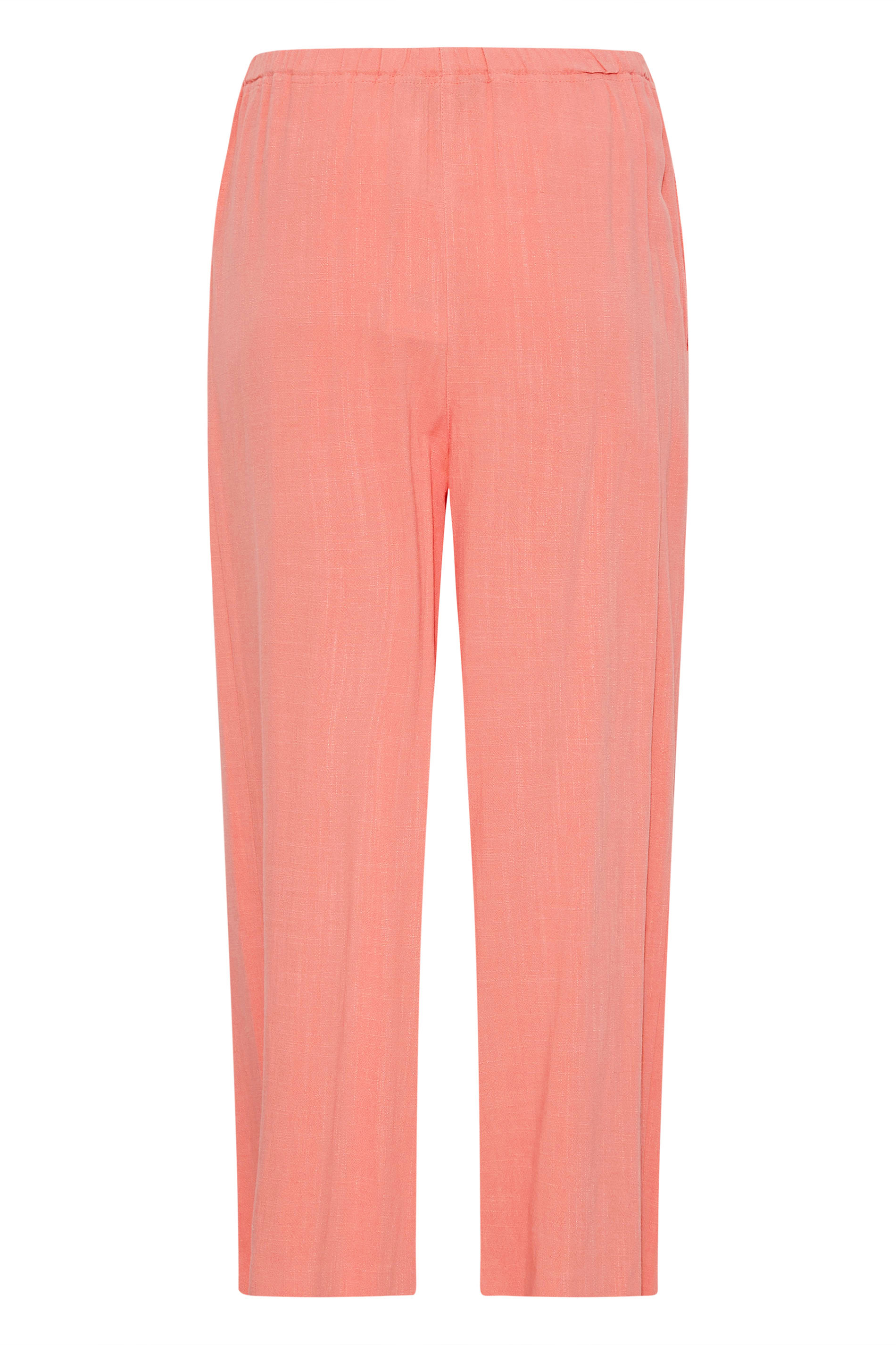 LTS Tall Women's Coral Pink Linen Look Cropped Trousers | Long Tall Sally 5