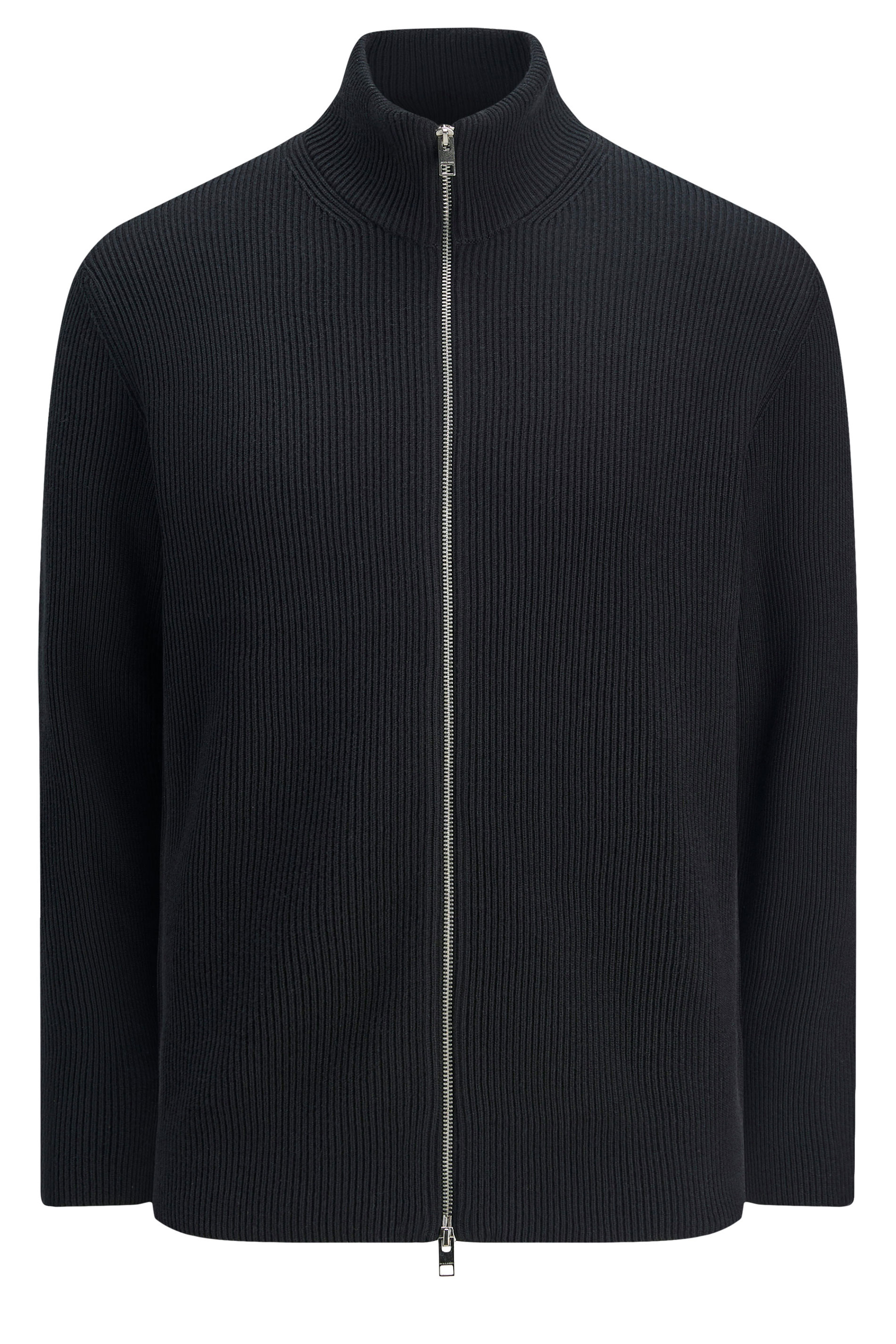 JACK & JONES Big & Tall Black Knit Zip Cardigan | BadRhino 4