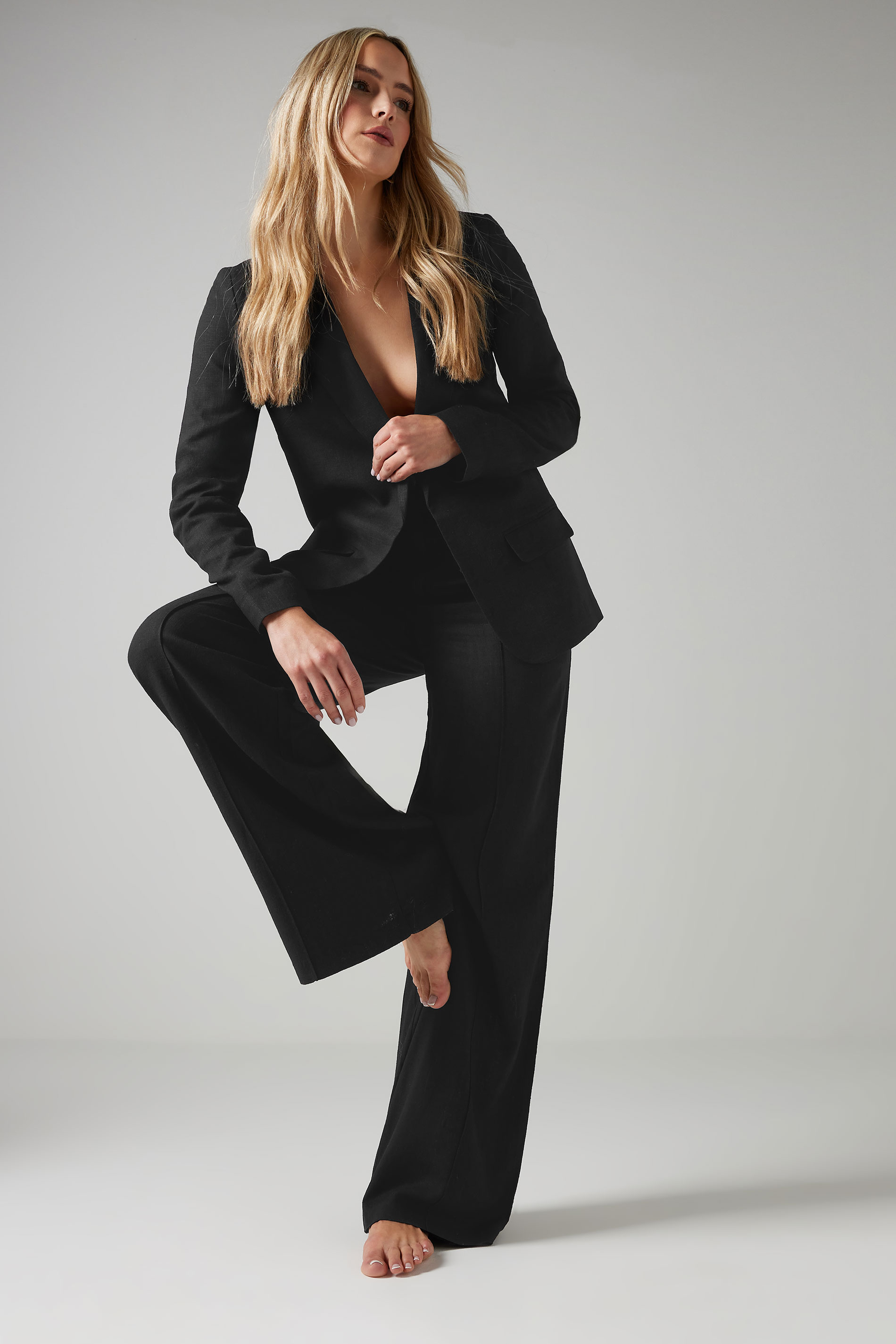LTS Tall Black Linen Tailored Blazer | Long Tall Sally 2