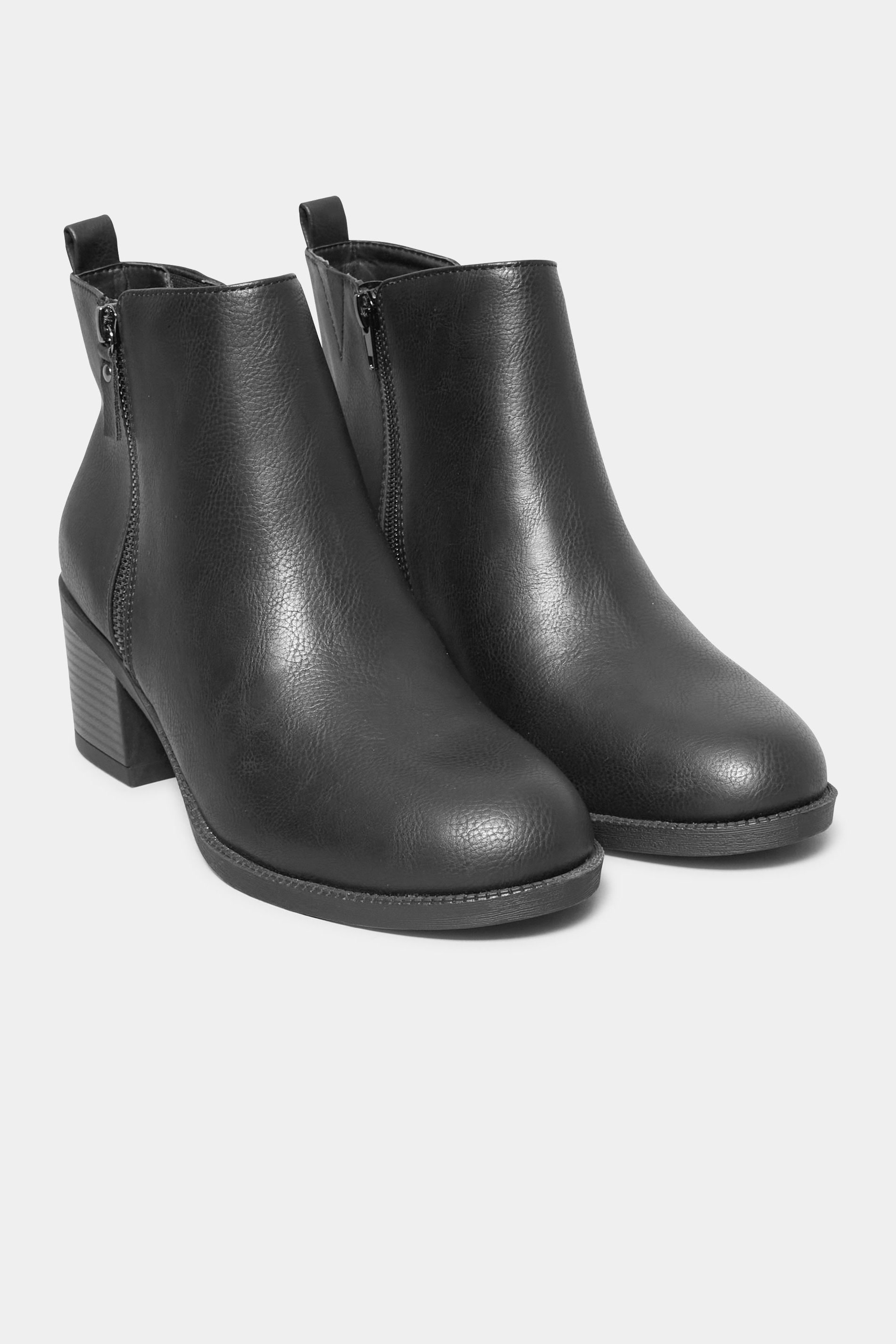 Black Side Zip Block Heel Boots In Wide E Fit & Extra Wide EEE Fit | Yours Clothing 2