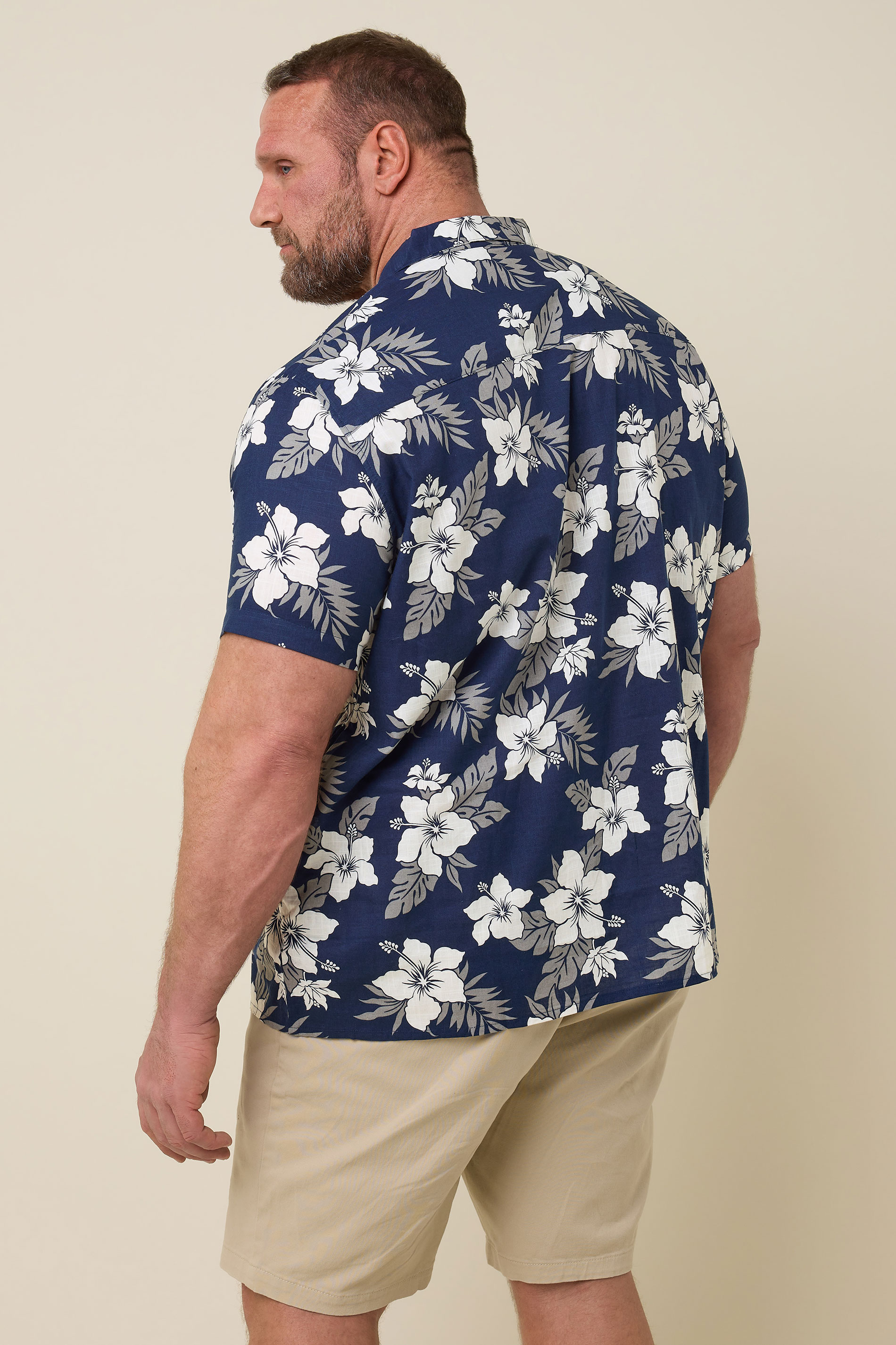 BadRhino Big & Tall Rust Orange & Navy Blue Leaf Print Shirt | BadRhino 5