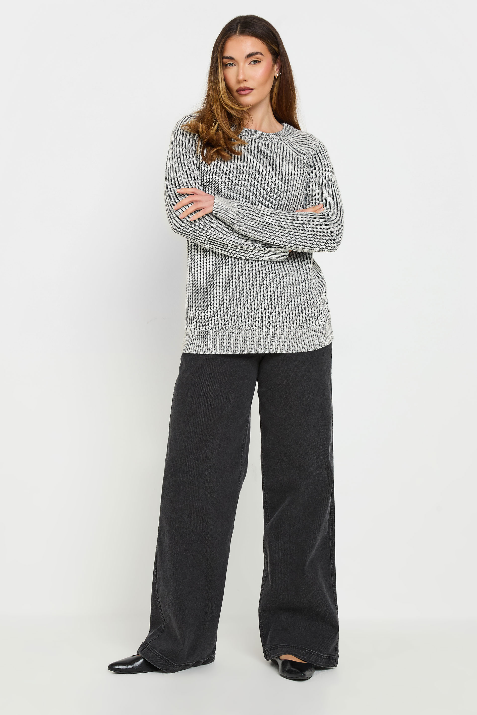 LTS Tall Black Knitted Contrast Jumper | Long Tall Sally 3