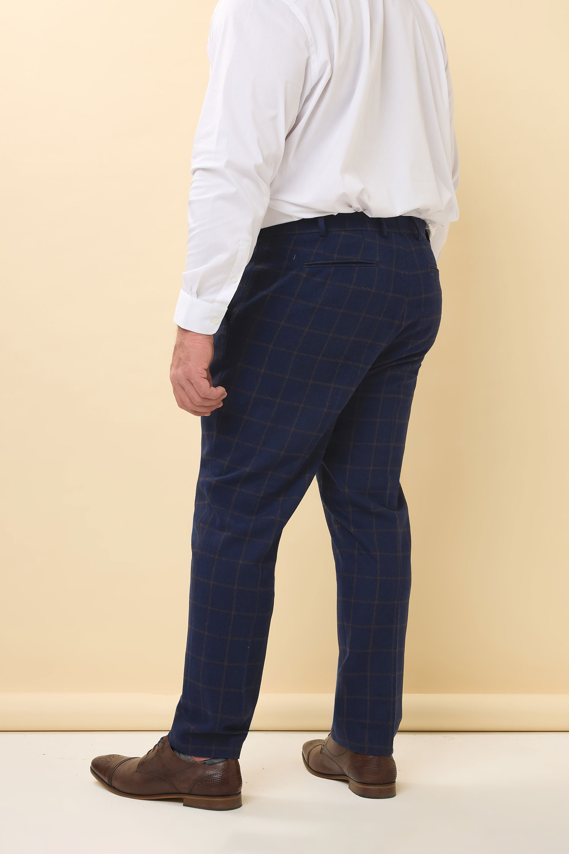 BadRhino Tailoring Big & Tall Navy Blue & Rust Orange Tweed Trousers | BadRhino 6