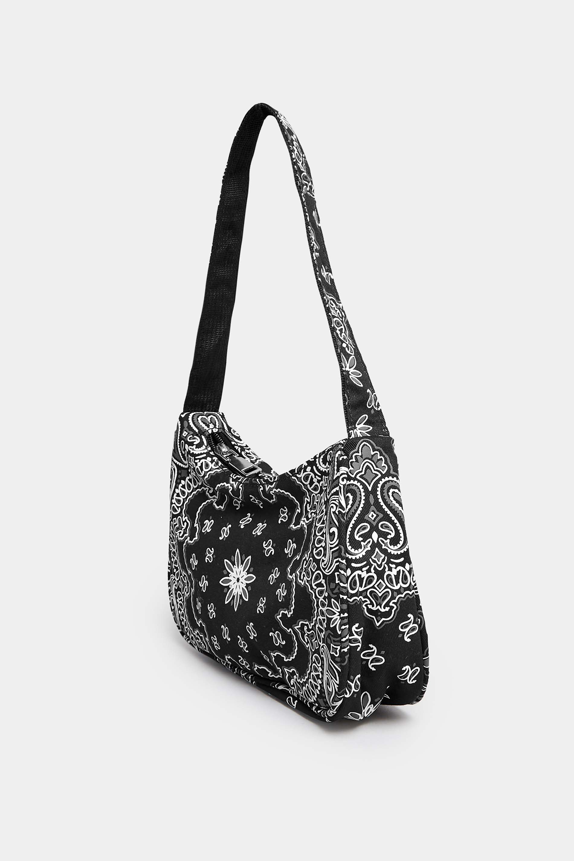 Black Paisley Print Shoulder Bag | Yours Clothing 2