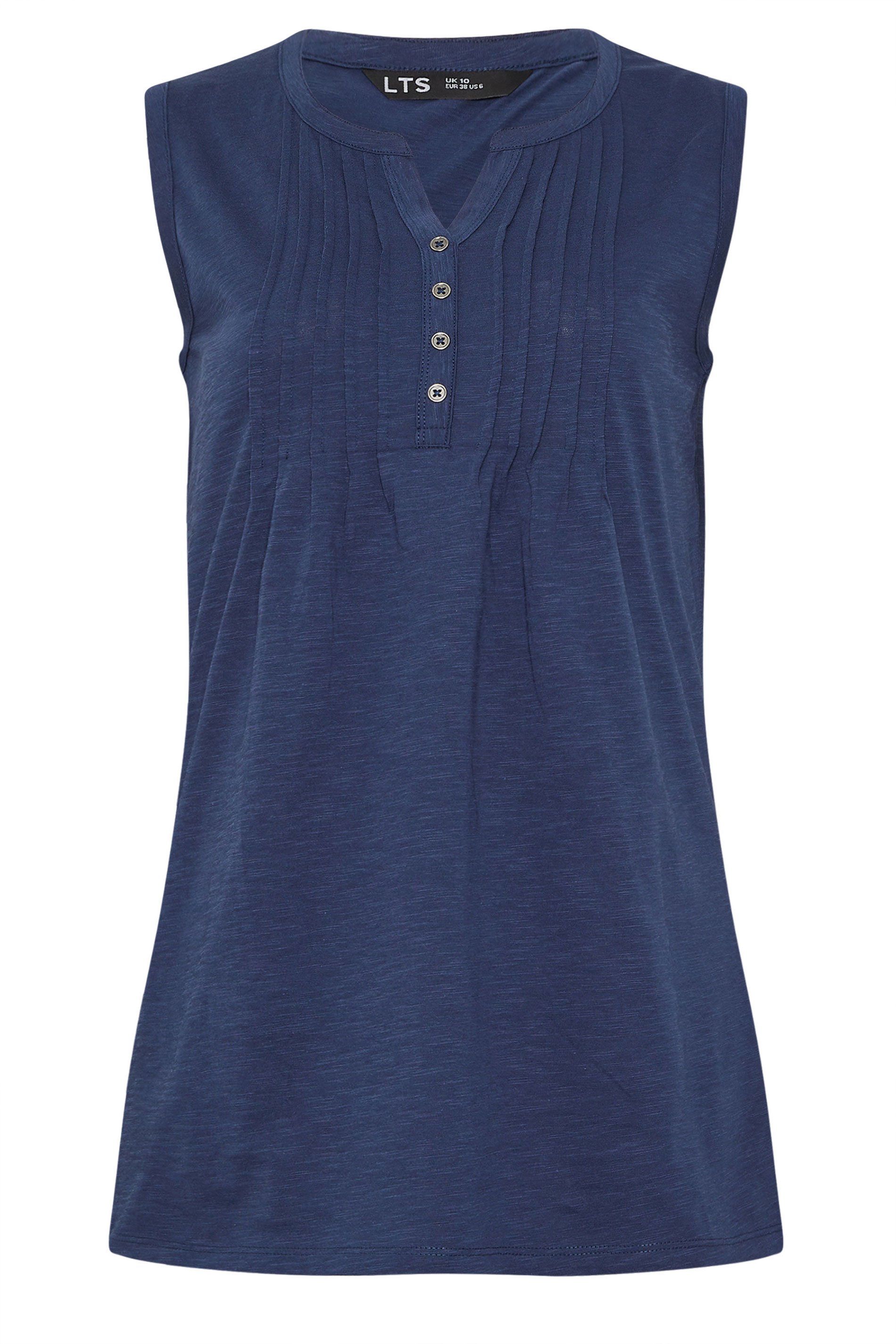 LTS Tall 2 PACK Navy Blue & Pink Floral Henley Vest Tops | Long Tall Sally 10