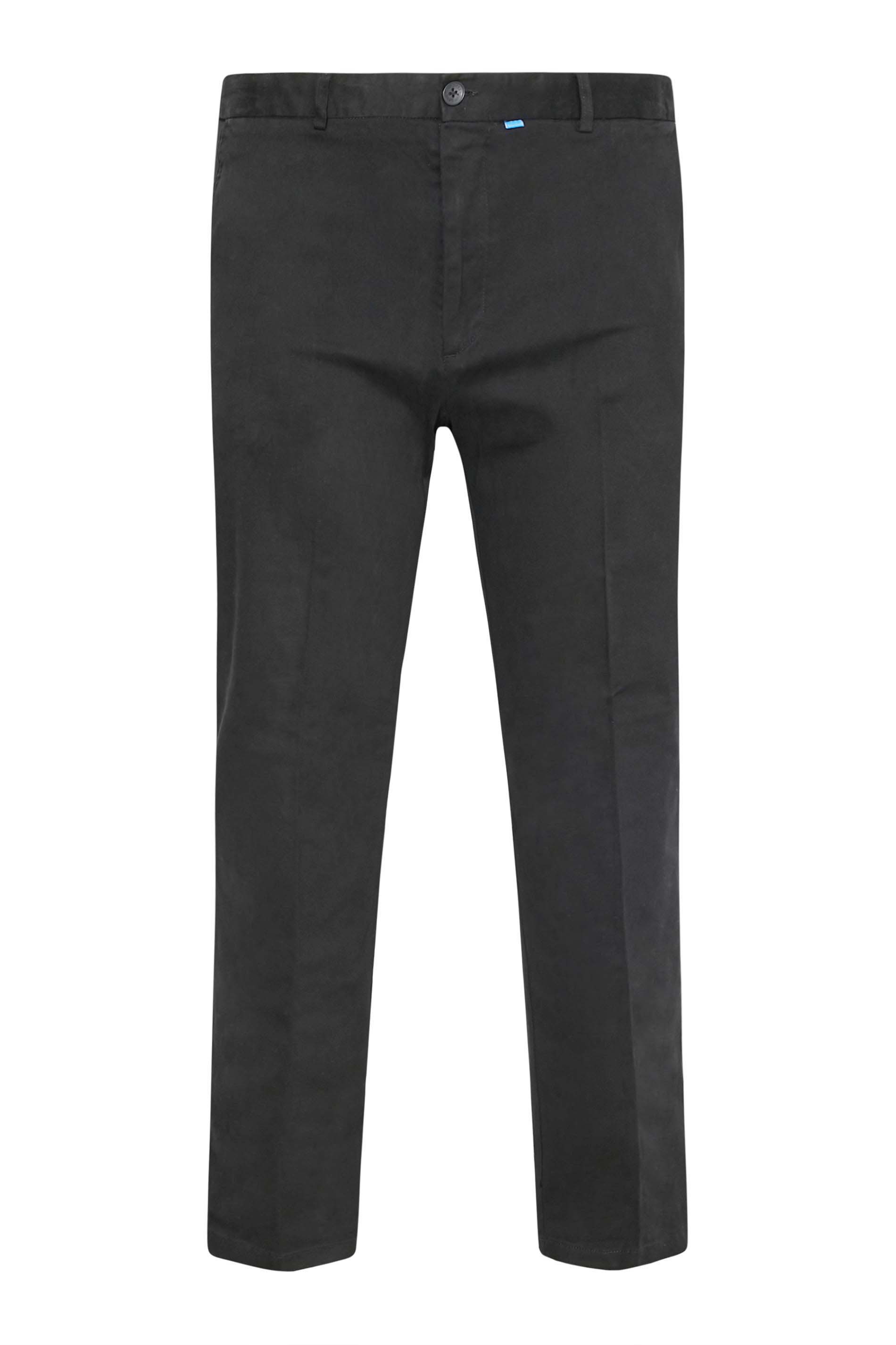D555 Big & Tall Black Extendable Waist Stretch Chinos | BadRhino 5