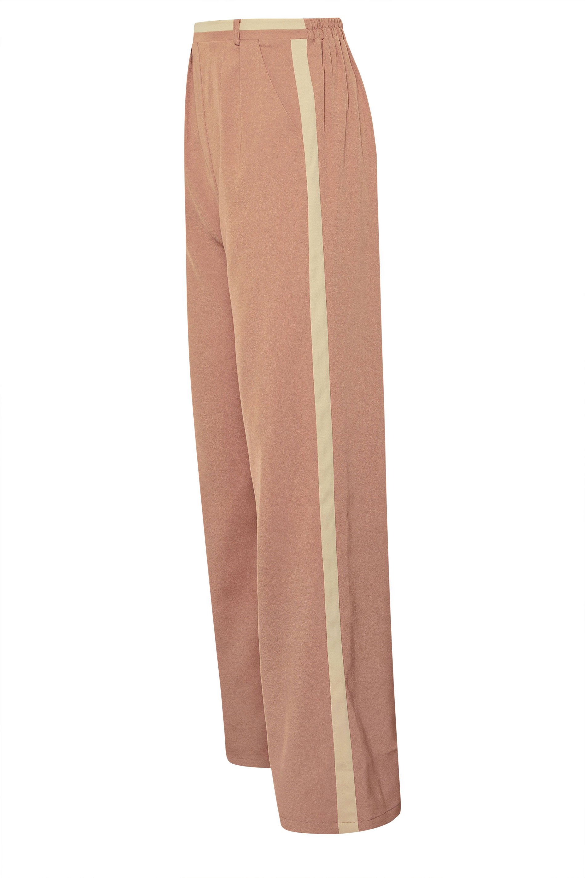 LTS Tall Coral Pink Contrast Stripe Wide Leg Trousers | Long Tall Sally 6