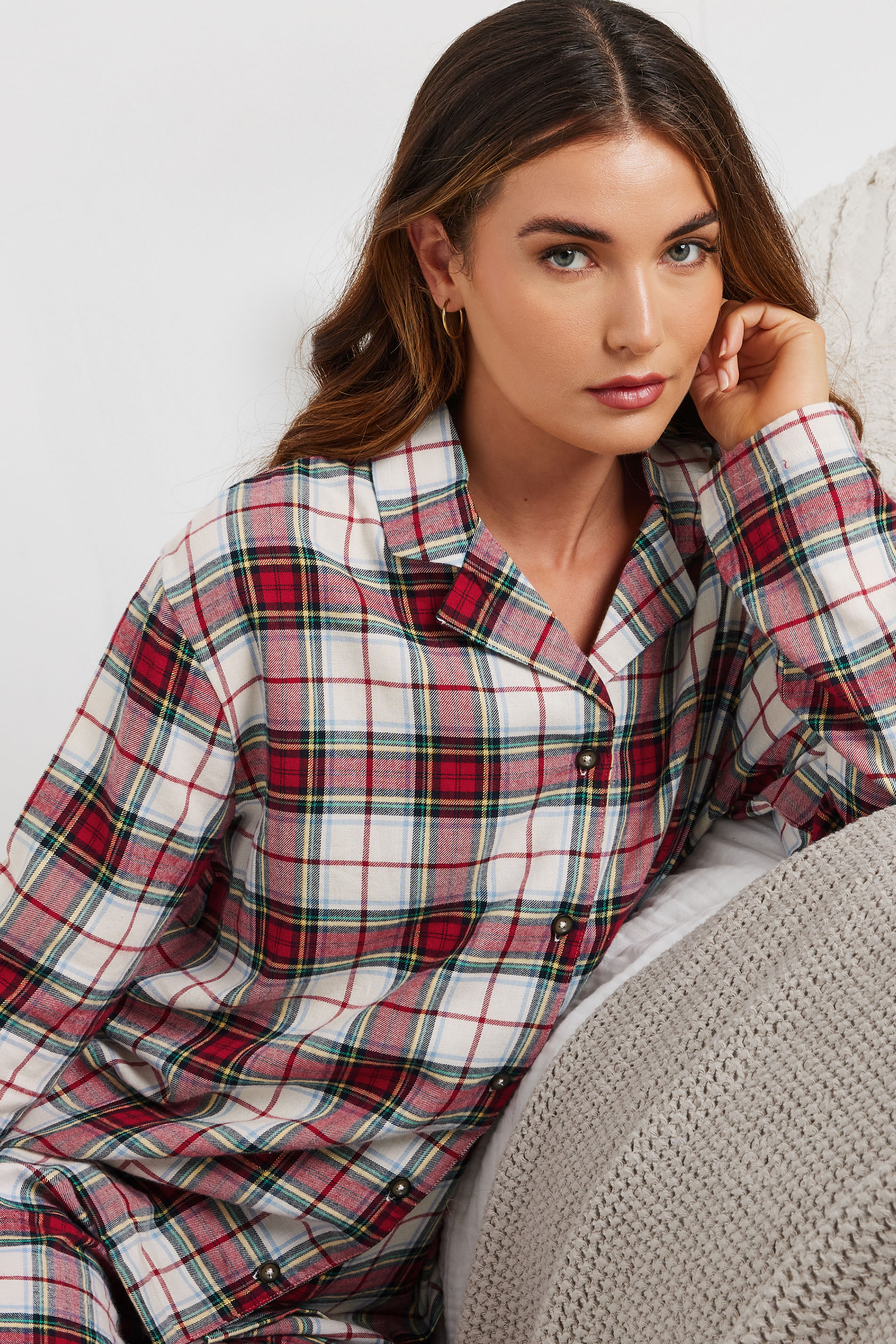 LTS Tall Ivory White Woven Check Pyjama Set | Long Tall Sally 6