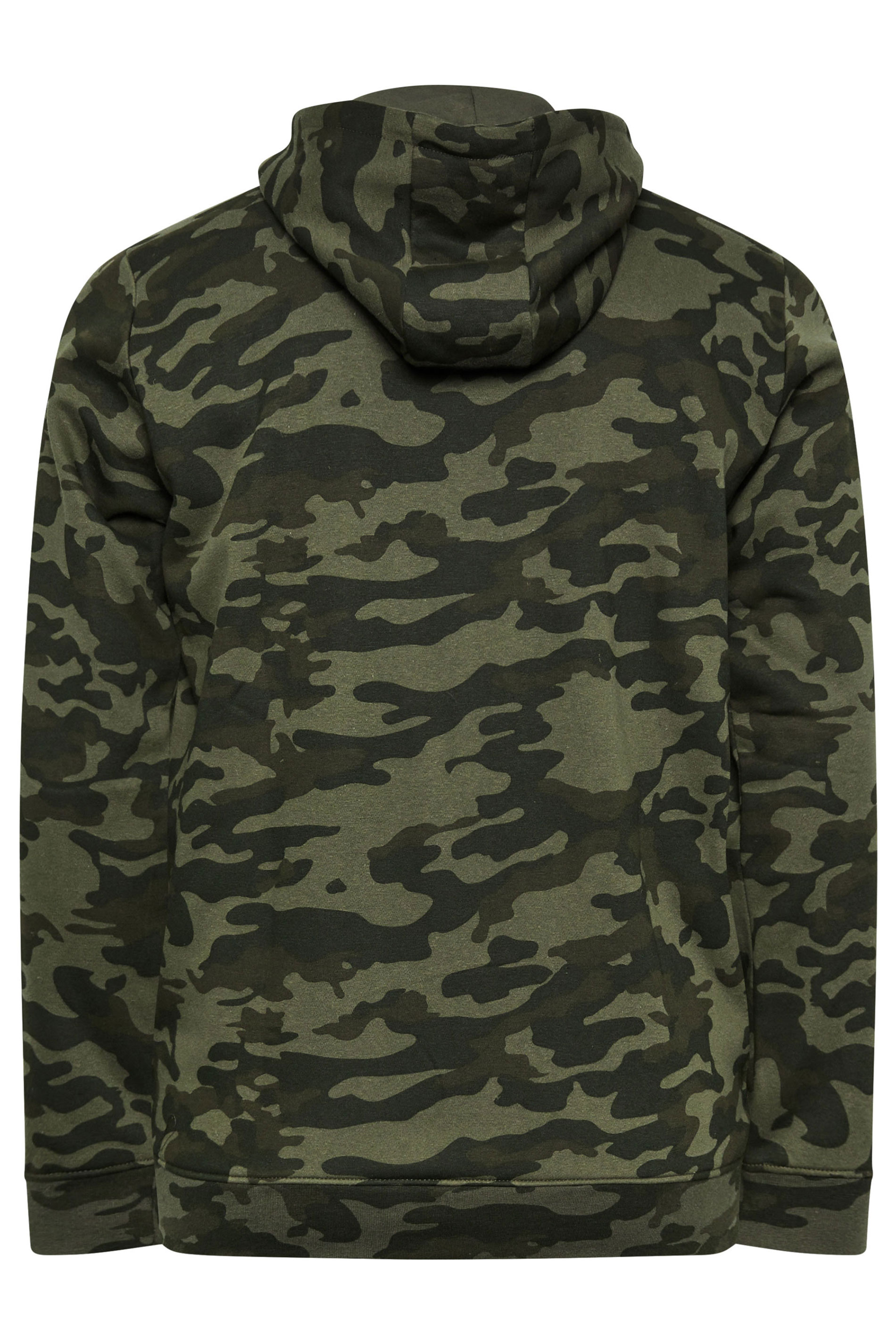 BadRhino Big & Tall Dark Green Camo Print Zip Through Hoodie | BadRhino 8