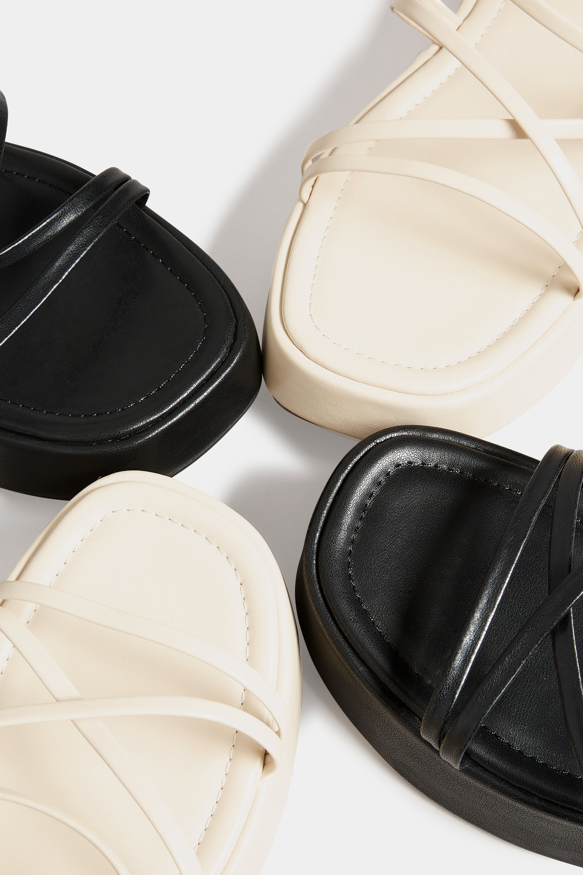 Cream Strappy Flatform Sandals in Extra Wide EEE Fit | Yours Clothing 6