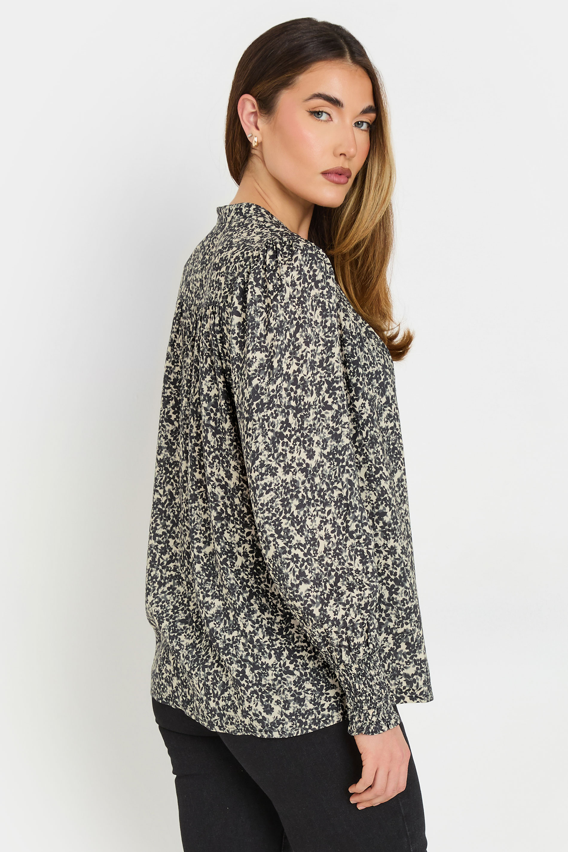 LTS Tall Black Ditsy Floral Long Sleeve Blouse | Long Tall Sally 3