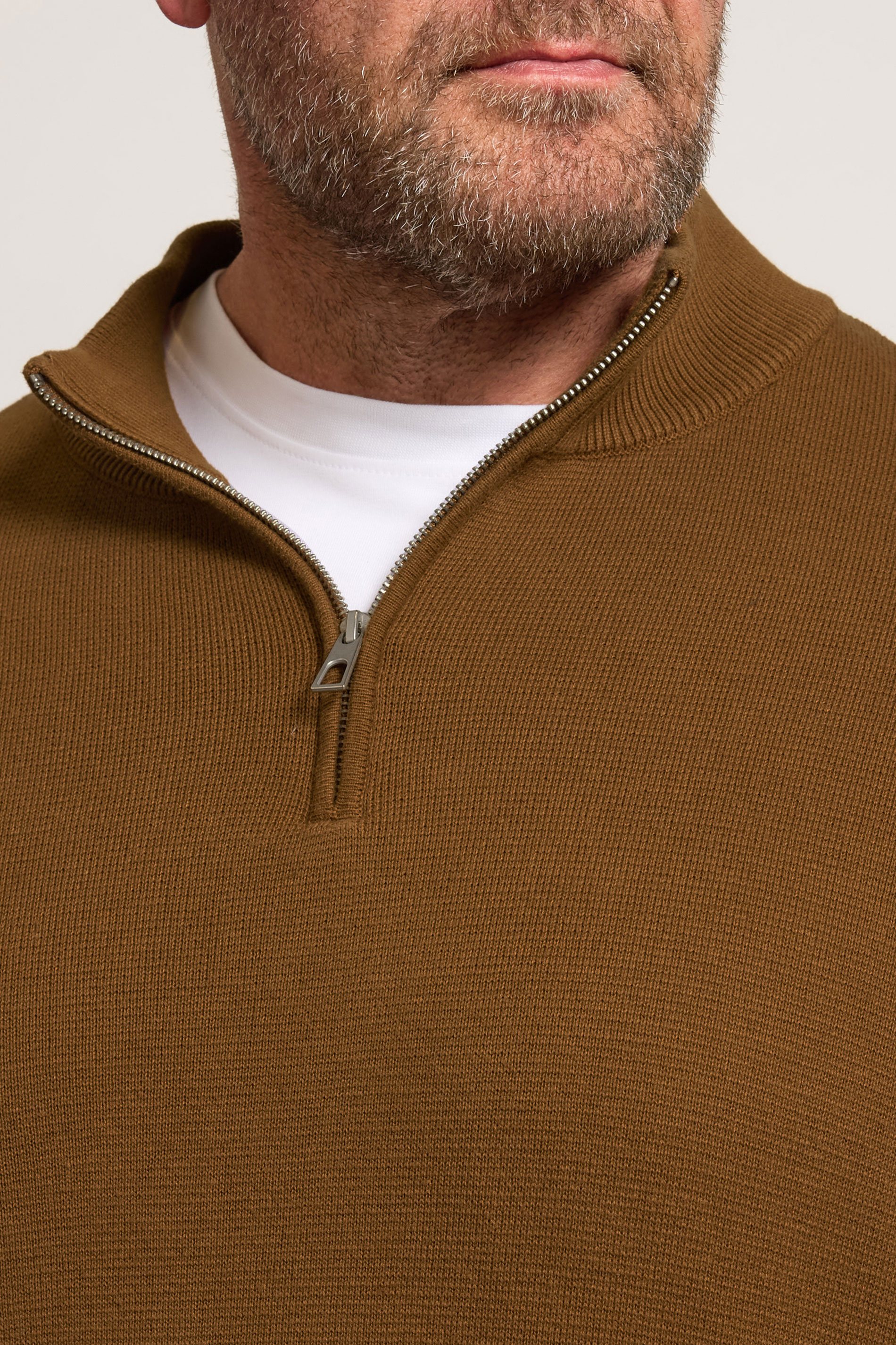 BadRhino Big & Tall Brown Milano Quarter Zip Jumper | BadRhino 5