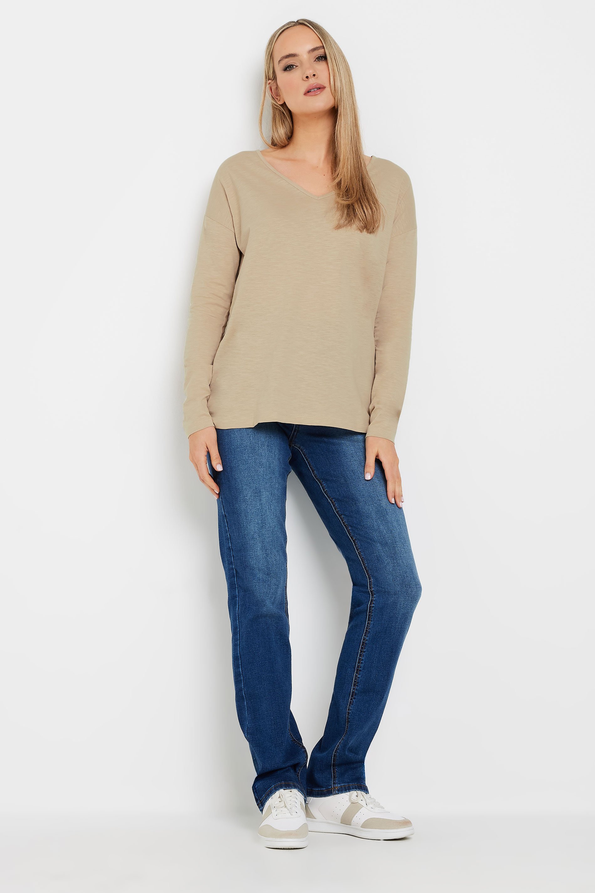 LTS Tall 2 PACK Beige Brown & Sage Green Long Sleeve T-Shirts | Long Tall Sally 4
