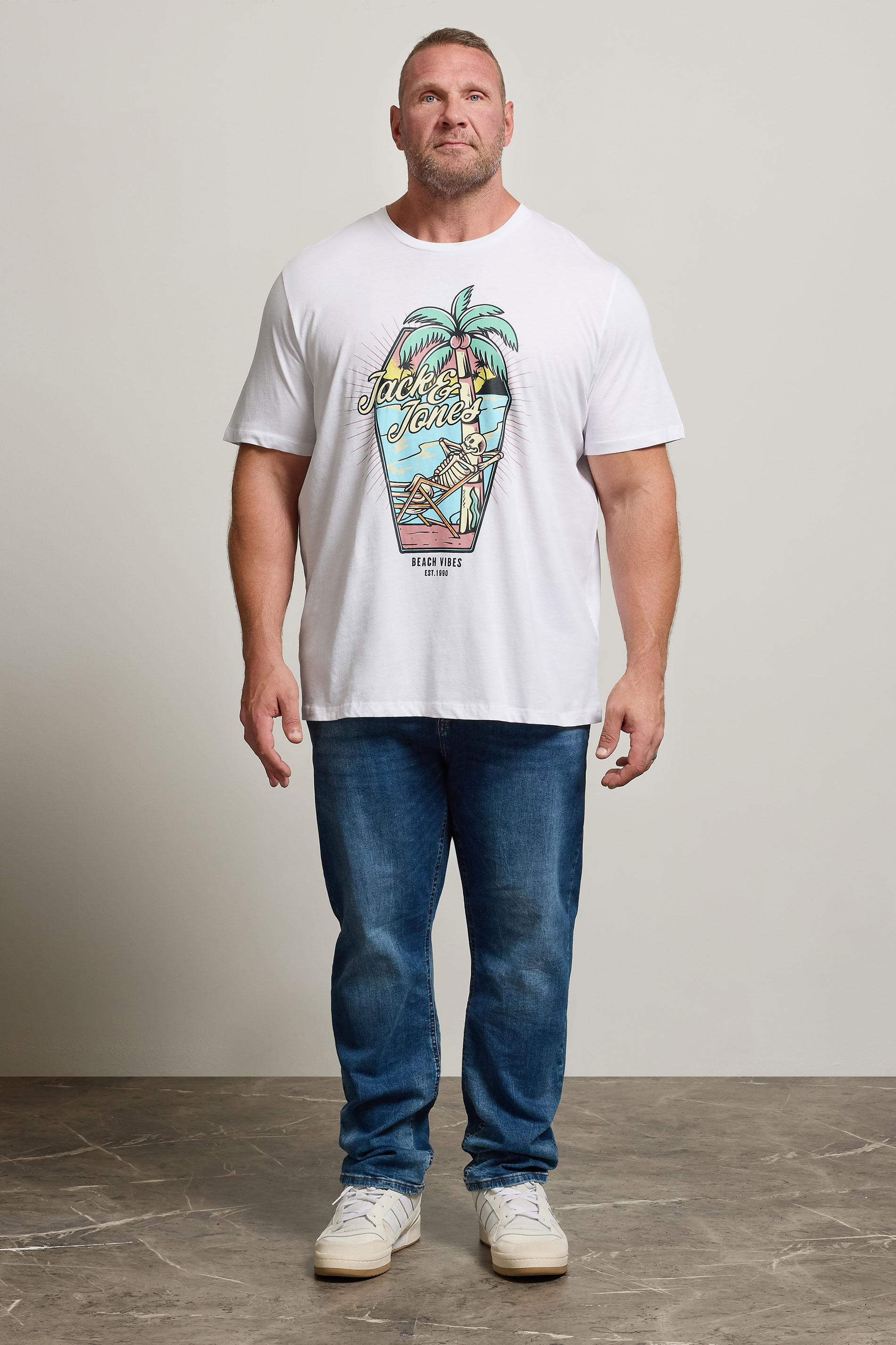 JACK & JONES Big & Tall White Jelijah Short Sleeve T-Shirt | BadRhino 2