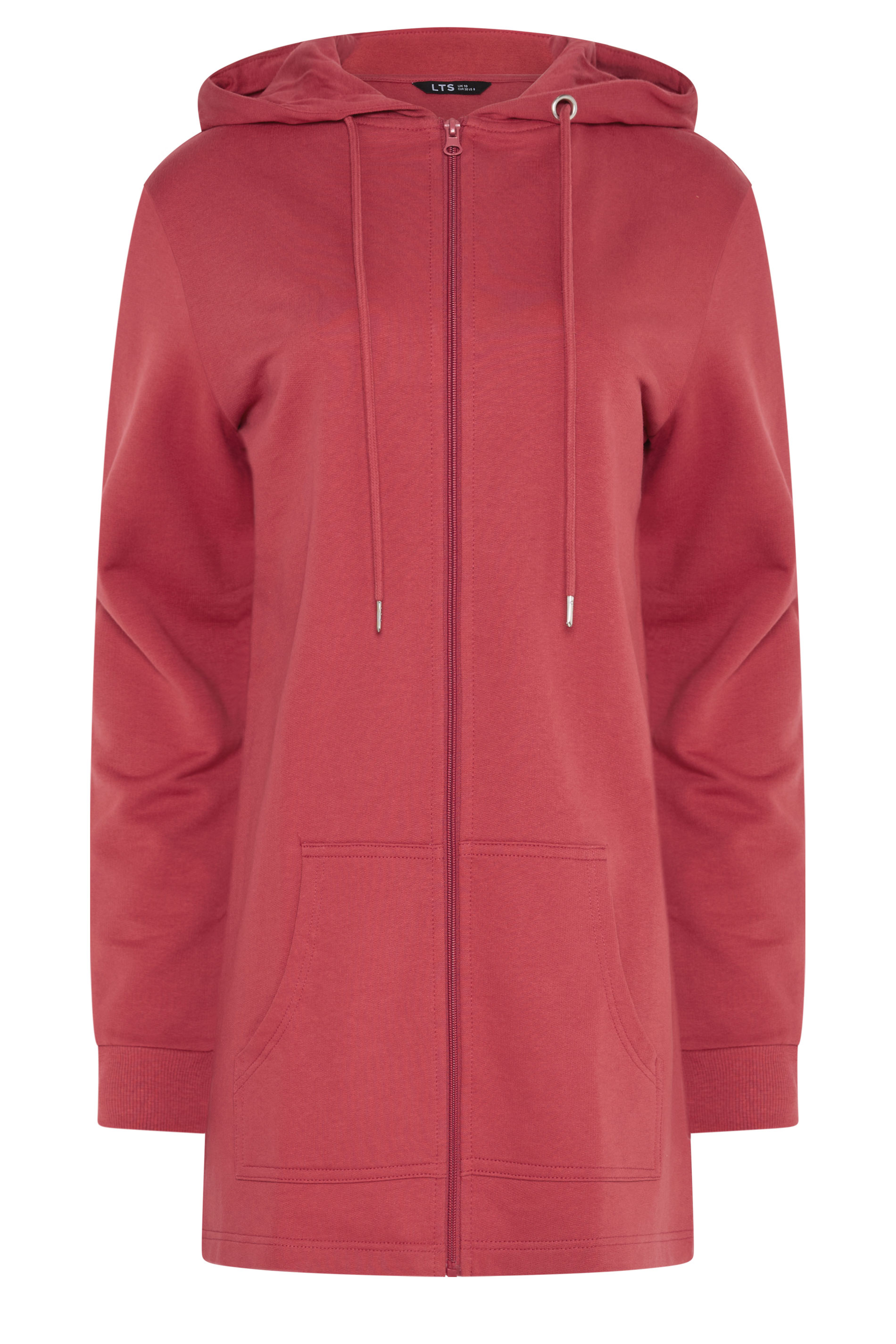 LTS Tall Women's Red Cotton Longline Zip Hoodie | Long Tall Sally 1