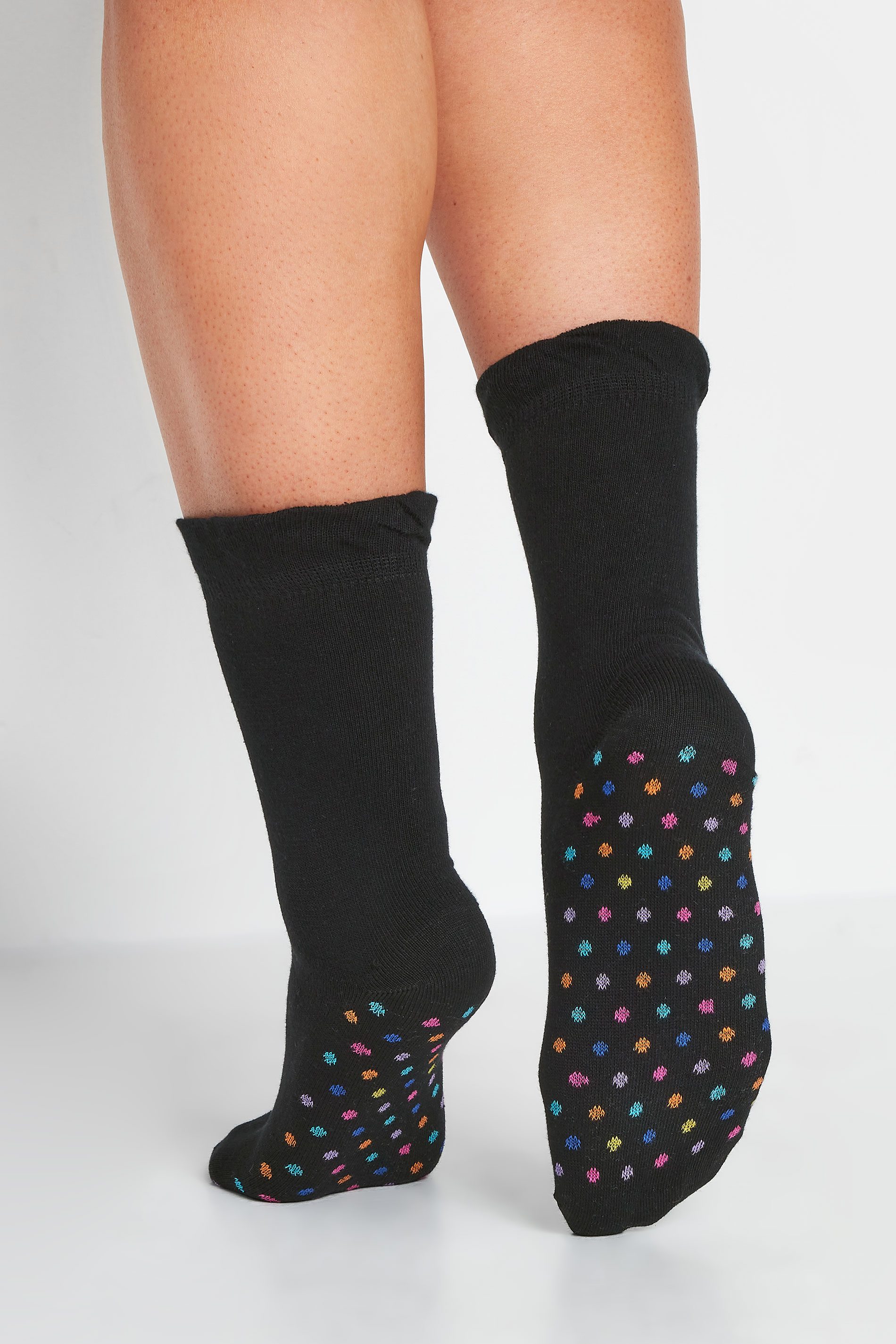 YOURS 4 PACK Black Stripe & Spot Print Footbed Ankle Socks | Yours Clothing 2
