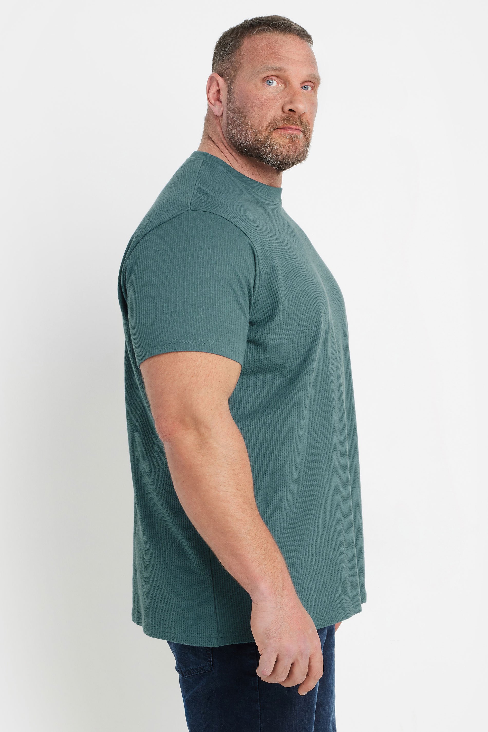 BadRhino Big & Tall Green Seersucker Textured T-Shirt | BadRhino 3